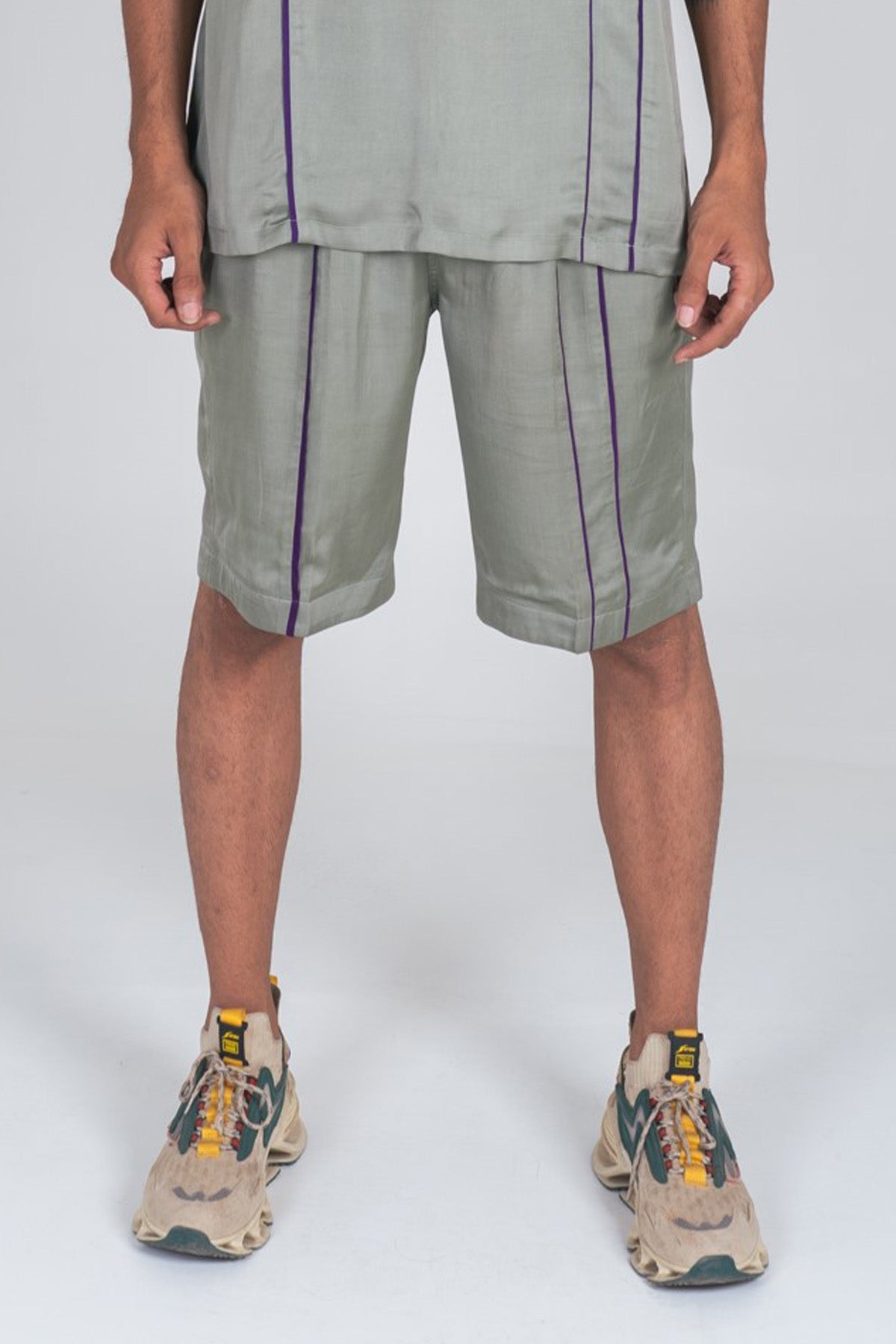 Neora by Nehal Chopra Green Bemberg Modal Silk Shorts for men online at ScrollnShops