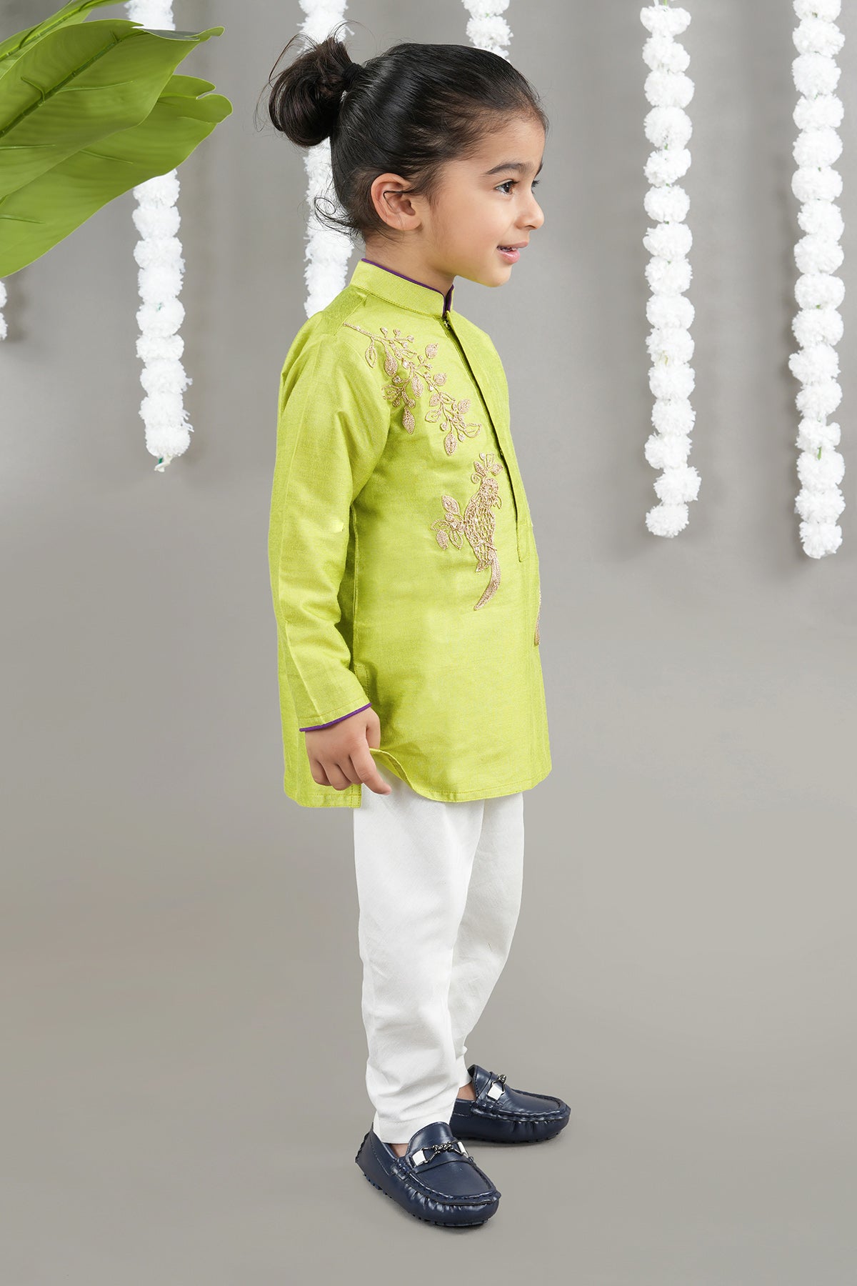 Green Bird Embroidered Kurta Set