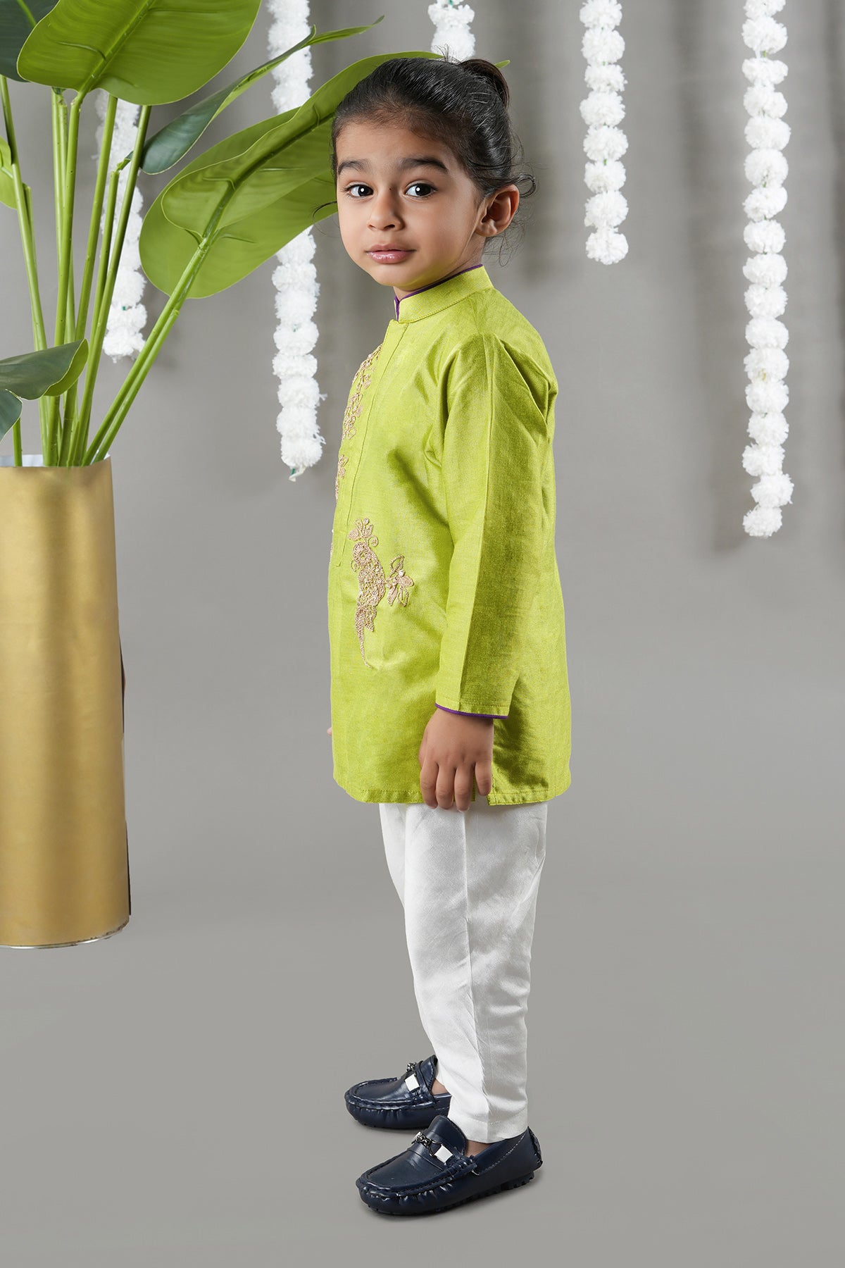 Green Bird Embroidered Kurta Set