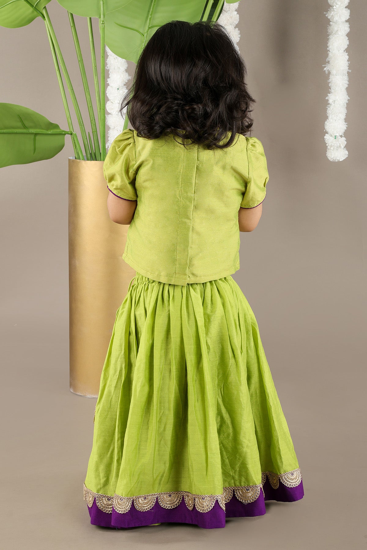 Green Bird Lace Work Lehenga Set