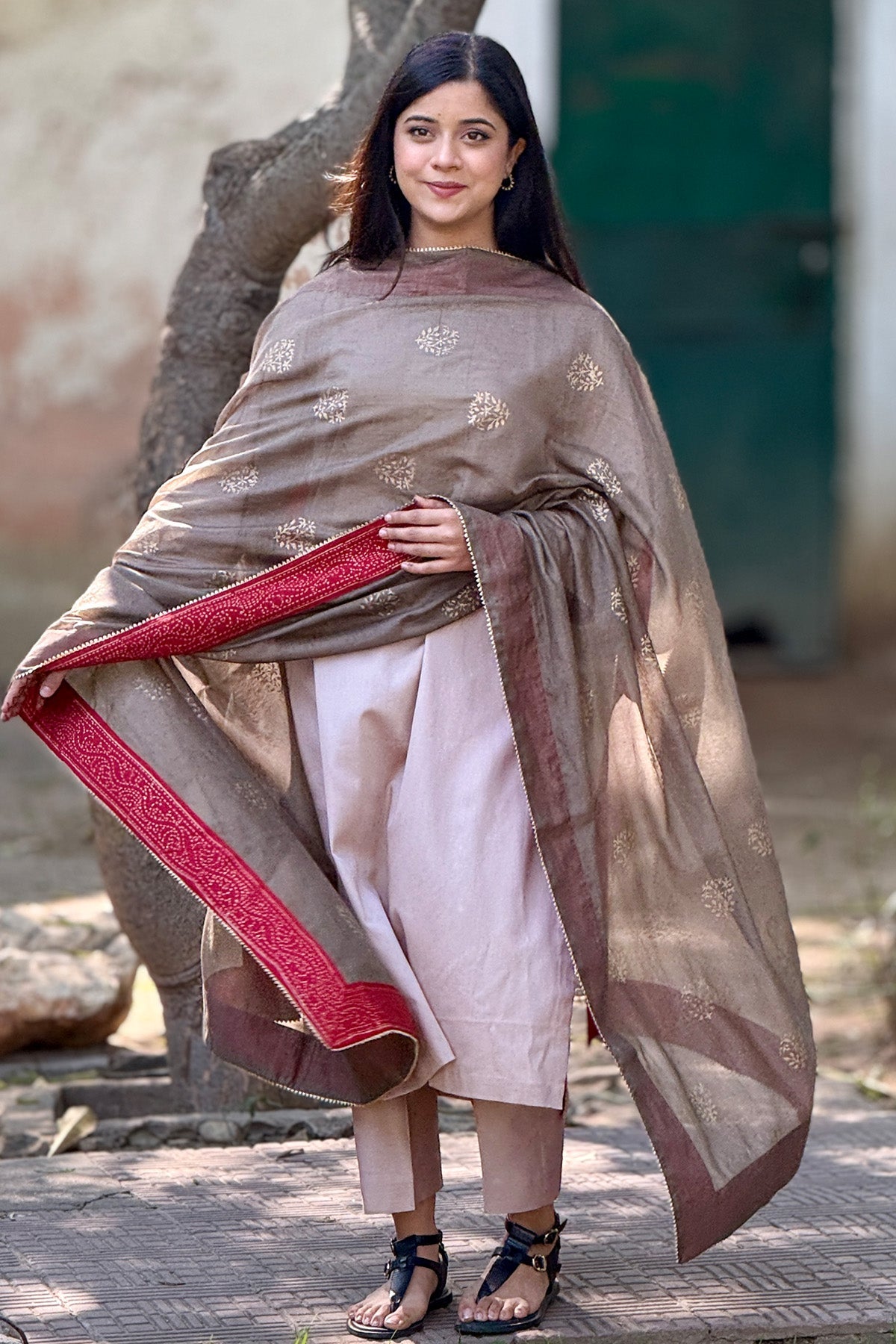 Buy Green Block Printed Kurta Set by The Hemming Bird for Women online at ScrollnShops