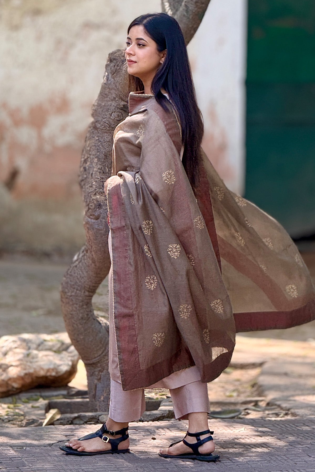 Green Block Printed Kurta Set