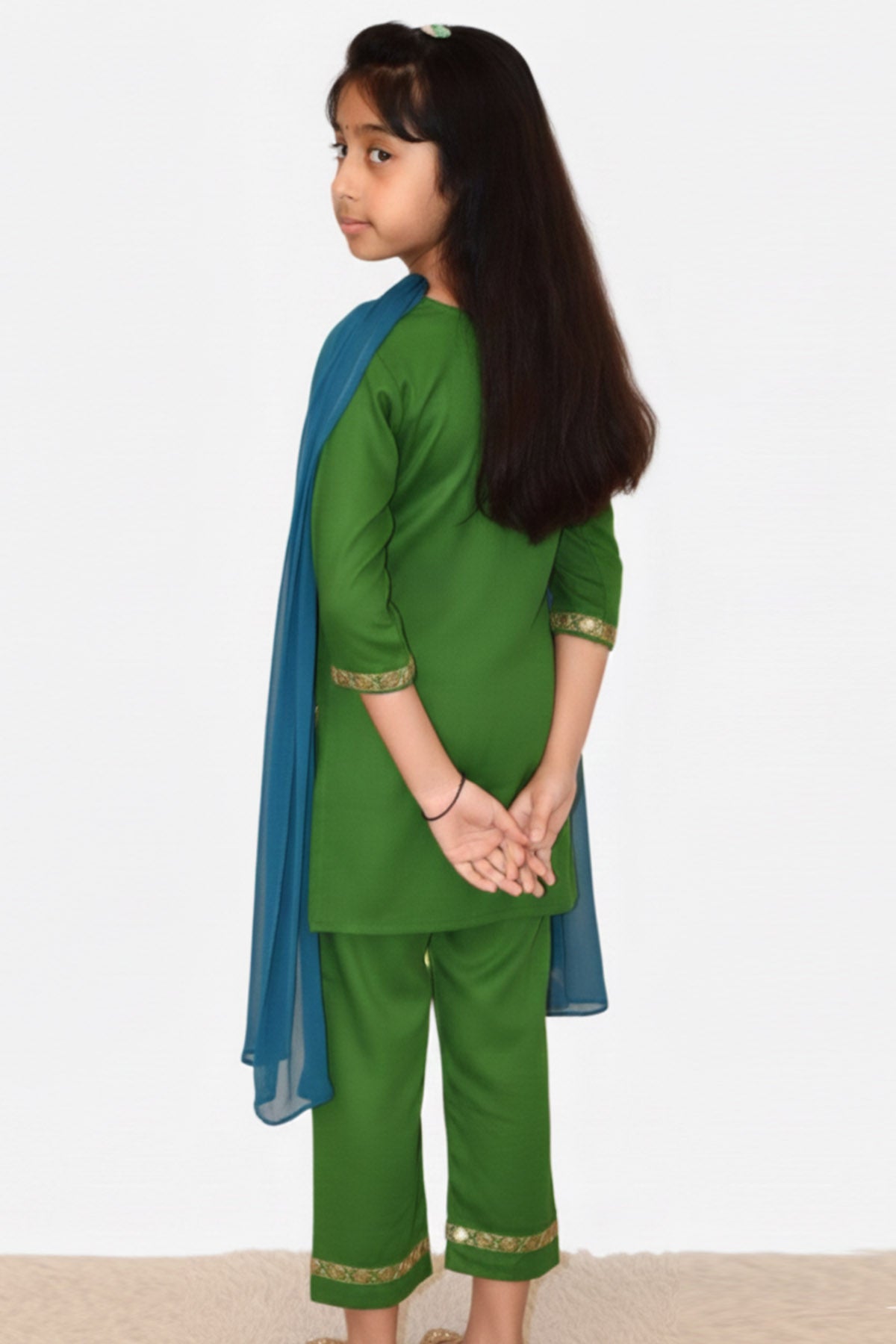 Green Blue Embellish Kurta Set