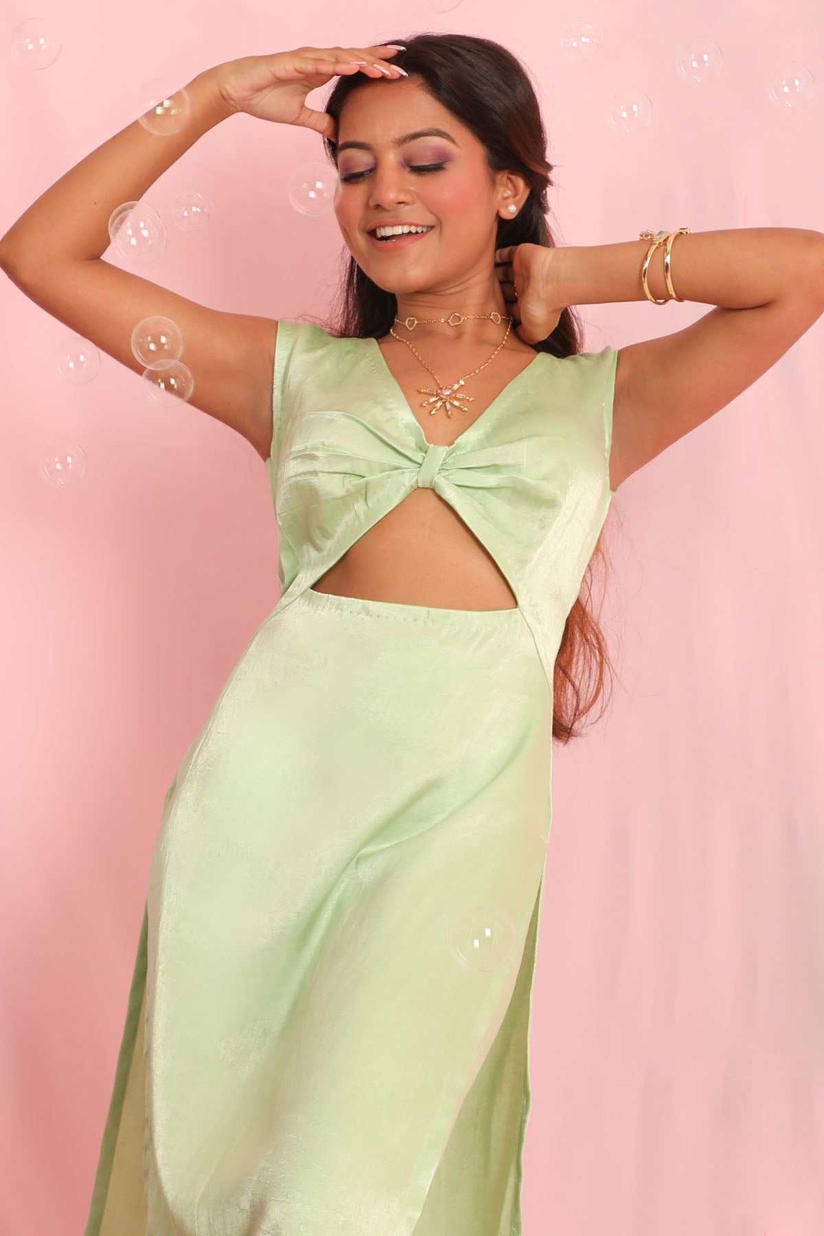 Green Bow Detail Kurta & Pants