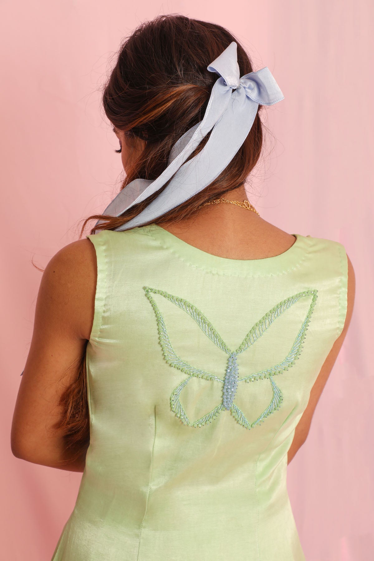 Green Bow Detail Kurta & Pants