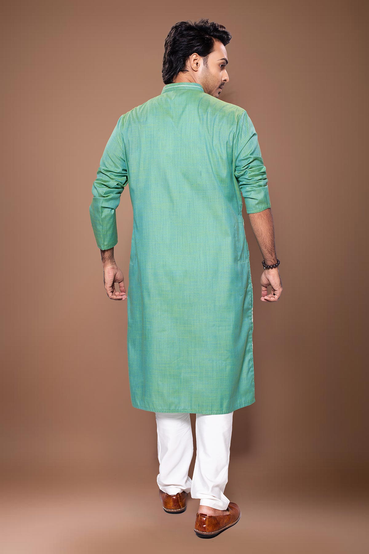 Green Boxes Cord Kurta & Pants