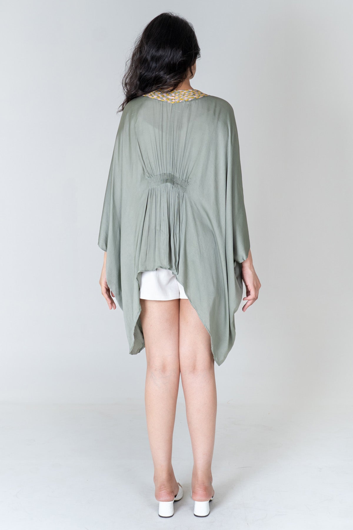 Green Braid Asymmetrical Cape