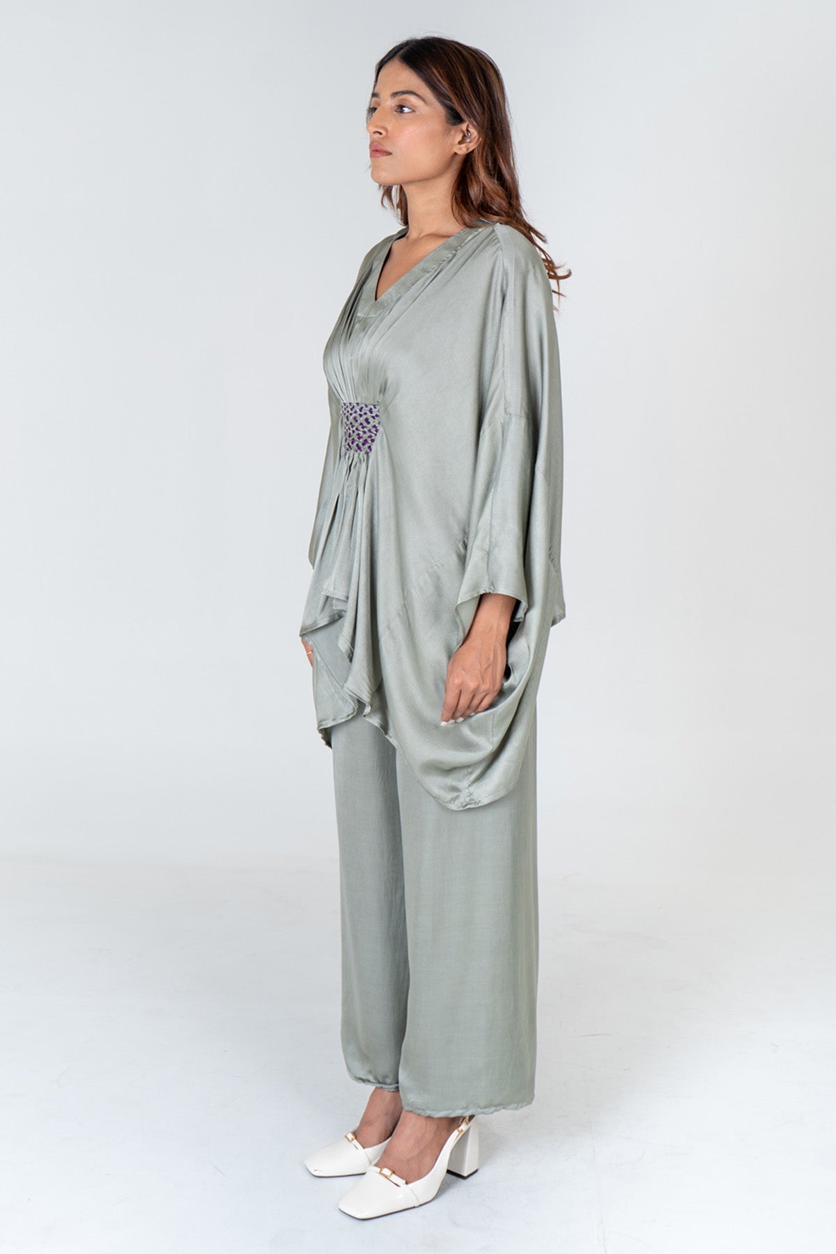 Green Braided Kaftan Co-ord Set
