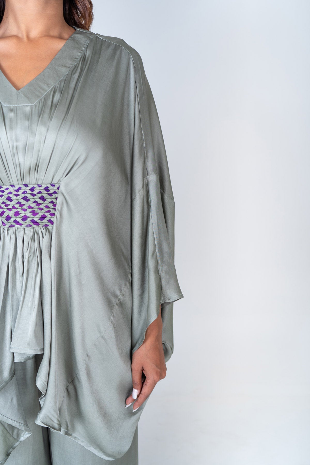 Green Braided Kaftan Co-ord Set