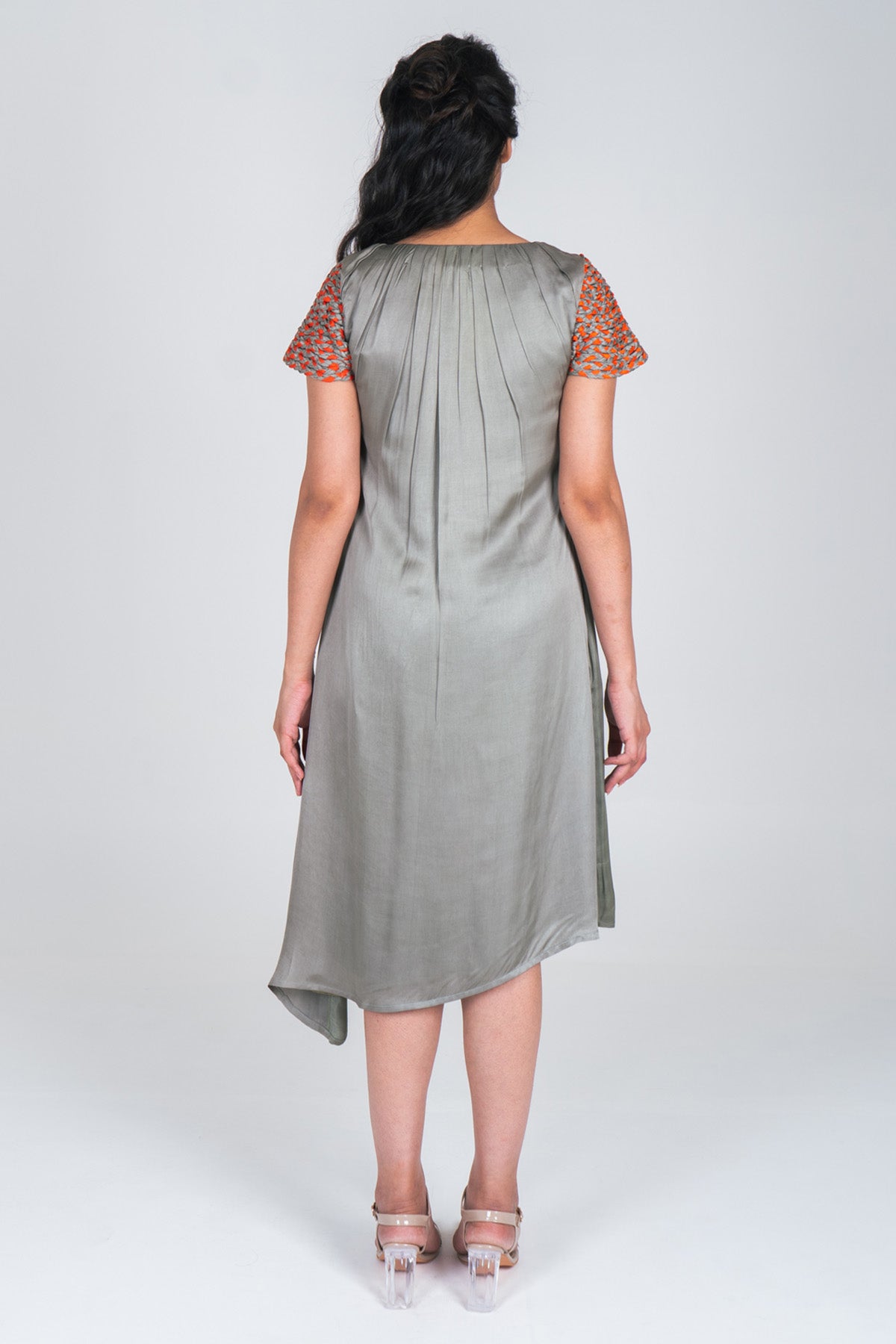 Green Braided Sleeves Dress