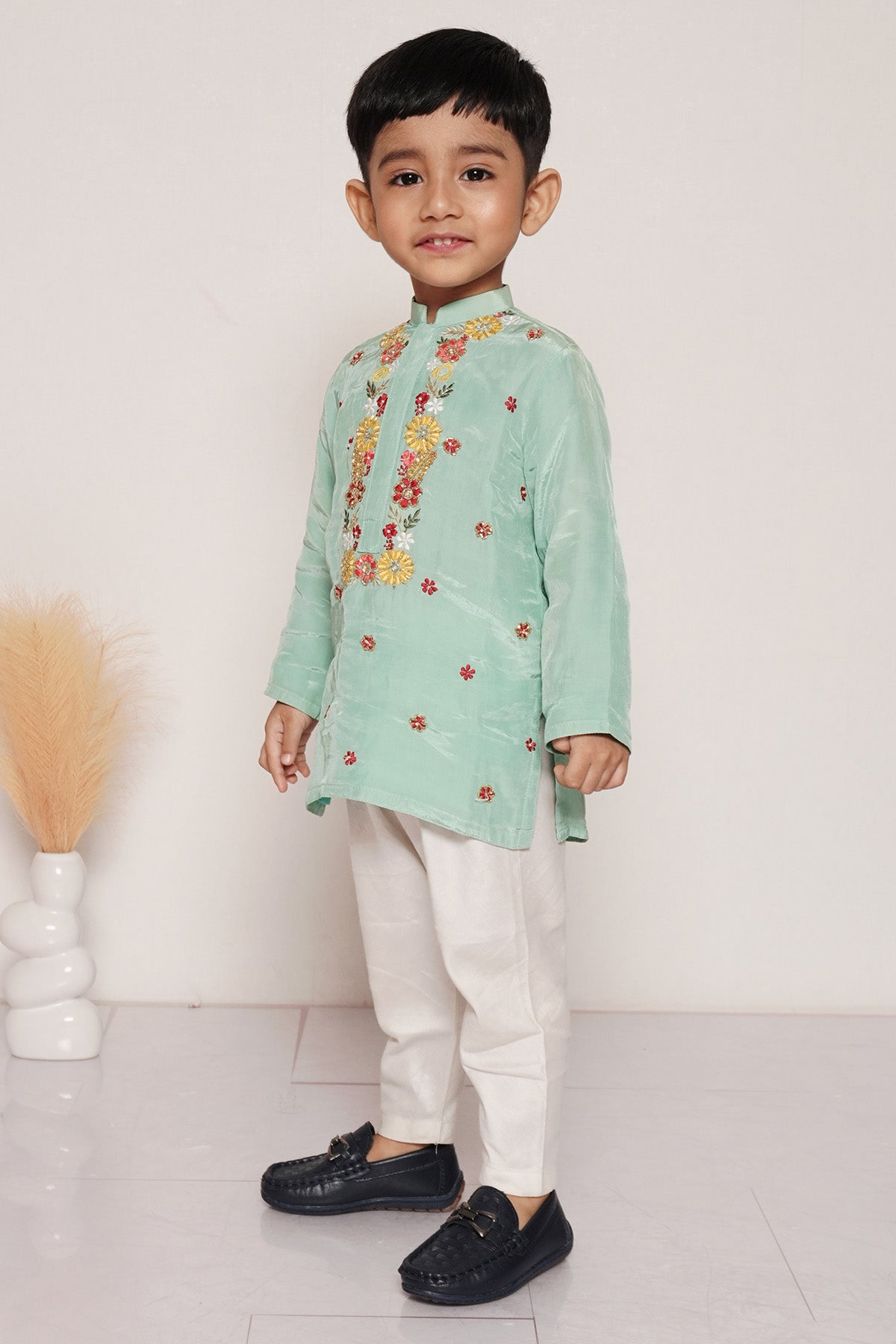 Green Butta Work Kurta And Pant