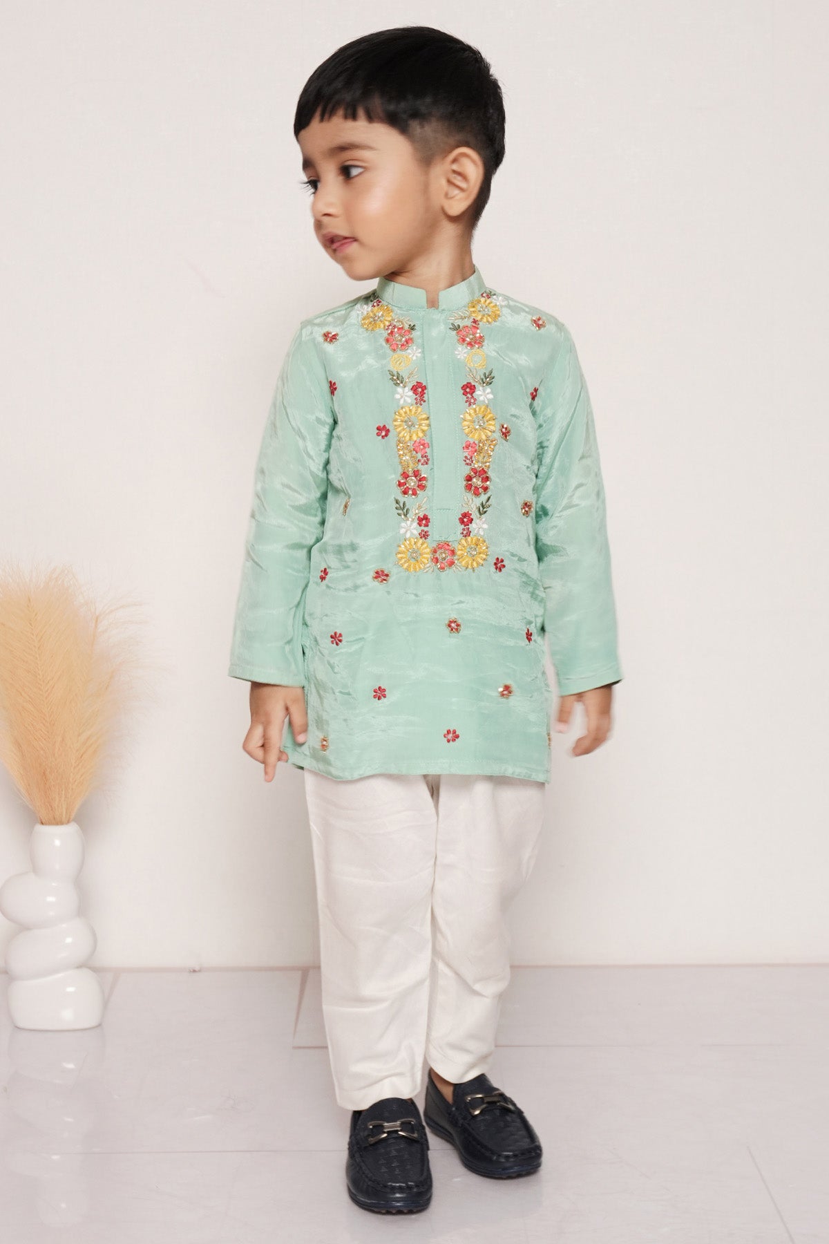 Green Butta Work Kurta And Pant