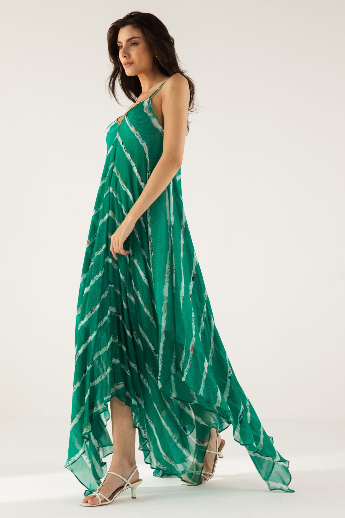 Green Cami Asymmetric Dress