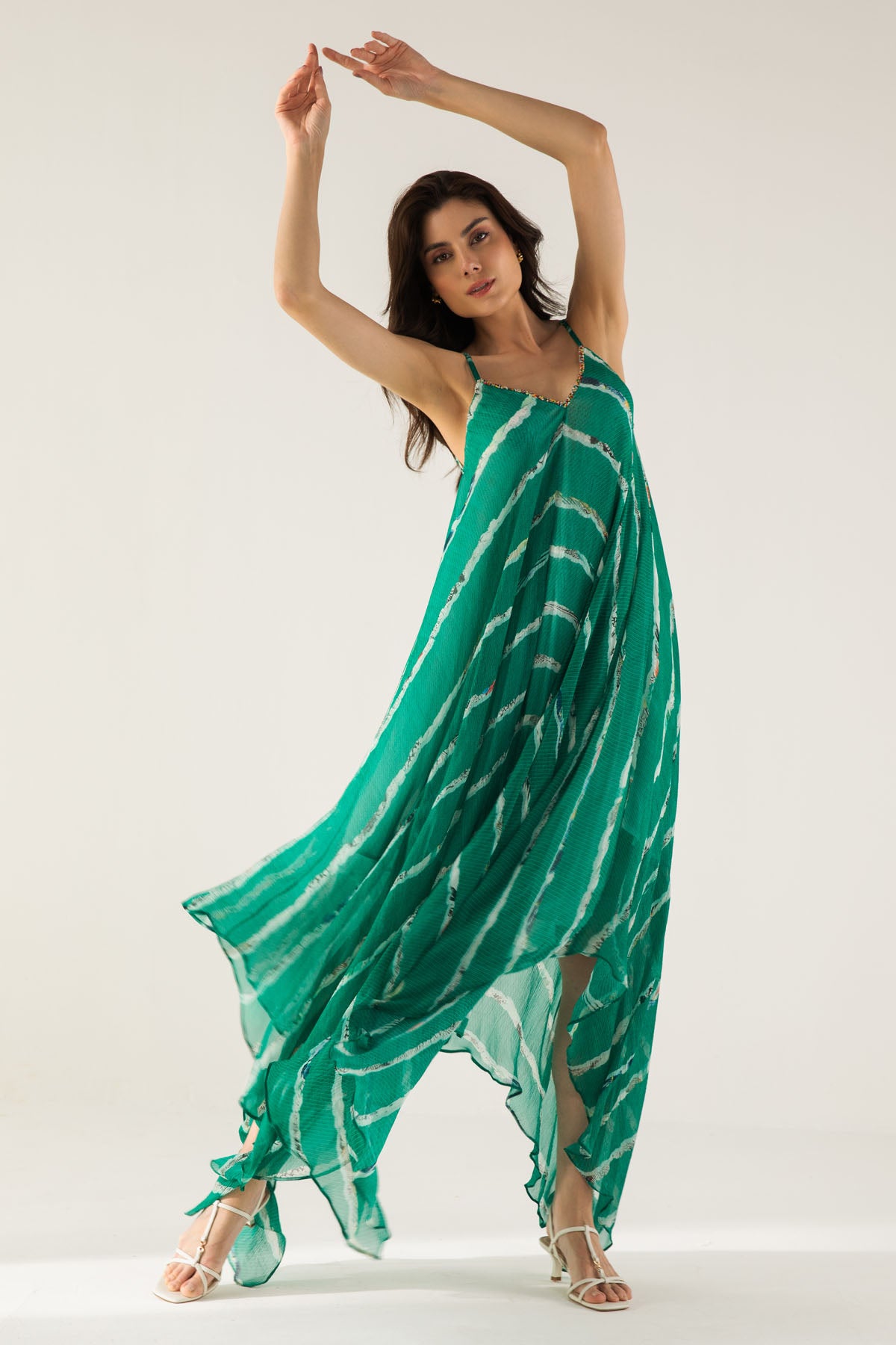 Green Cami Asymmetric Dress
