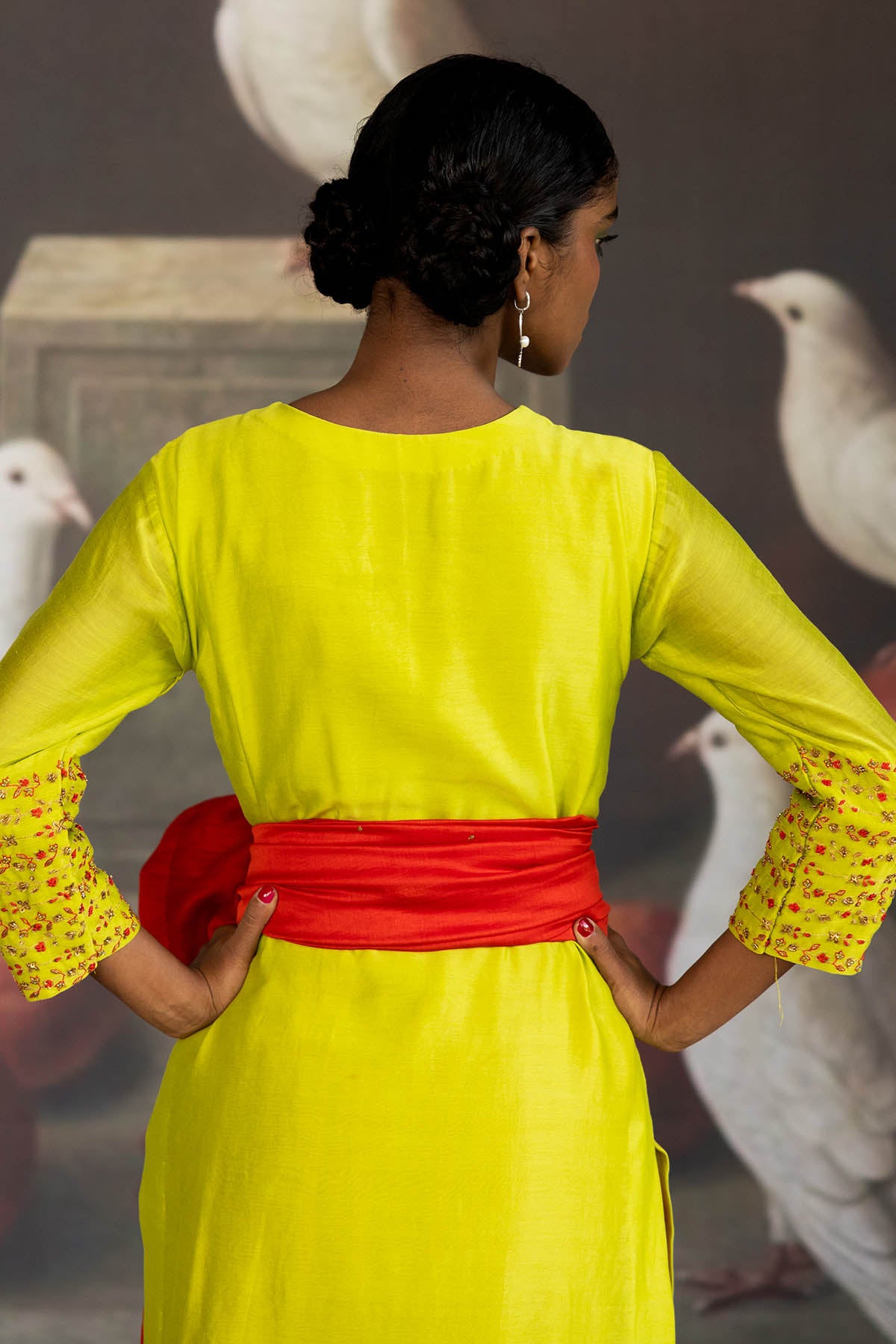 Green Chanderi Embroidered Kurta