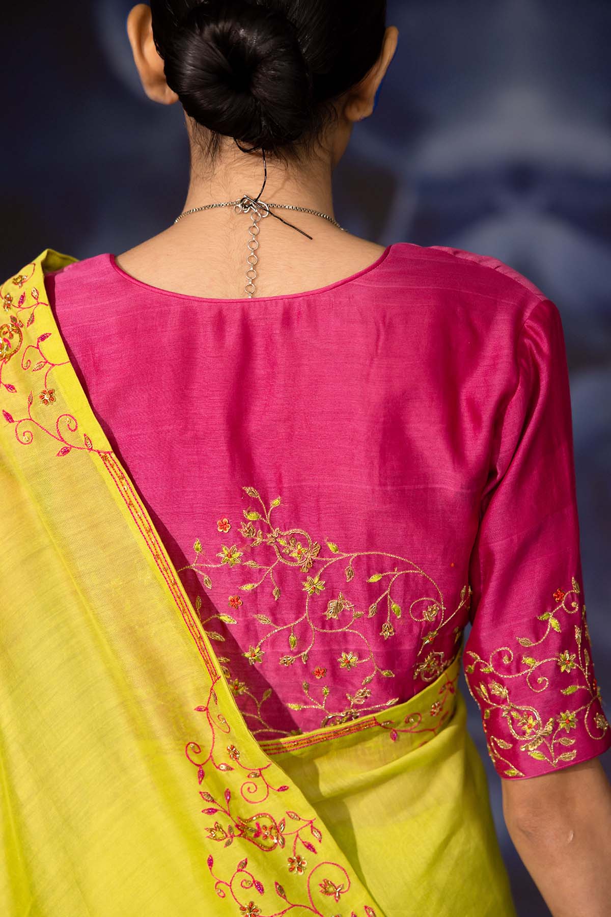 Green Chanderi Embroidered Saree