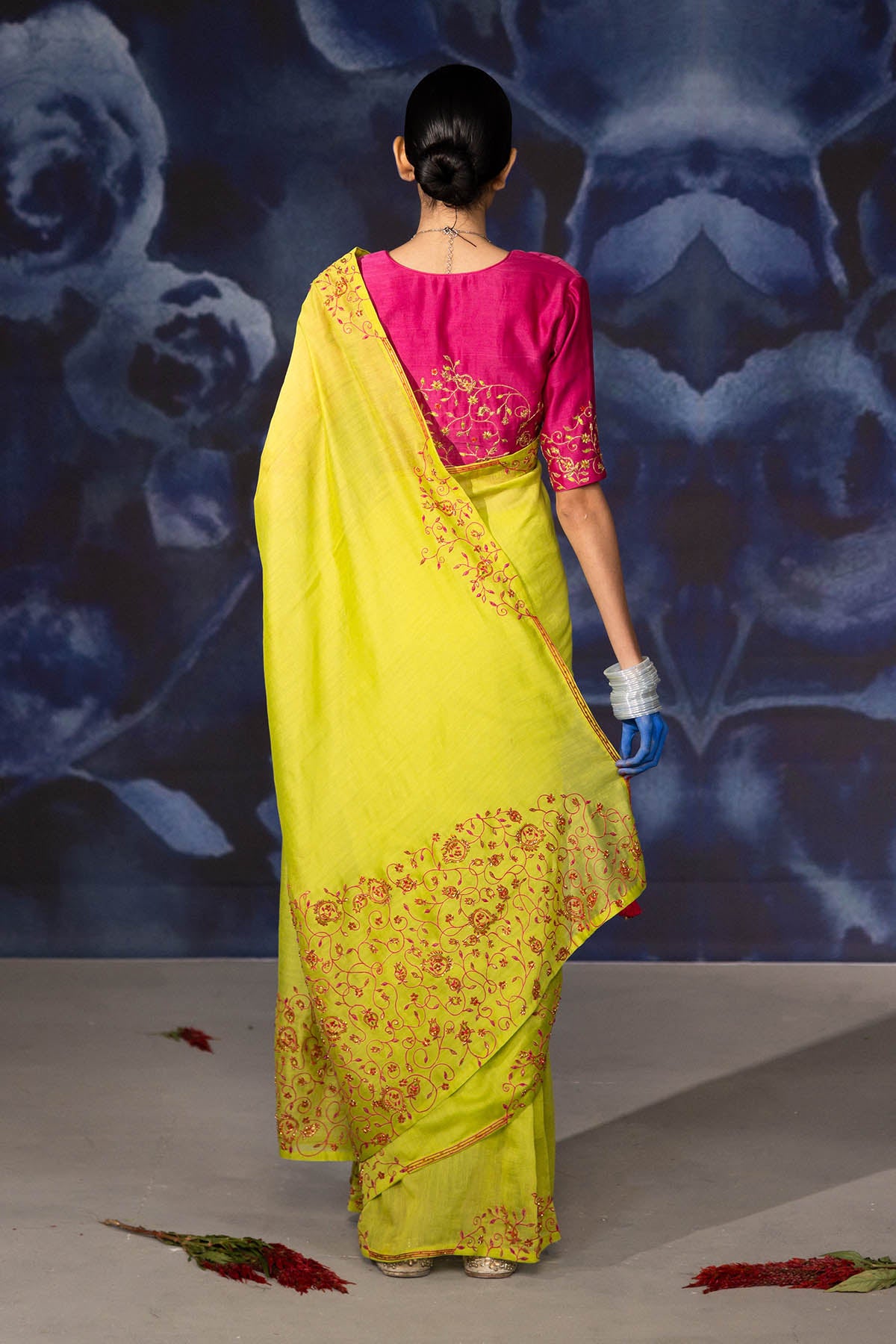 Green Chanderi Embroidered Saree