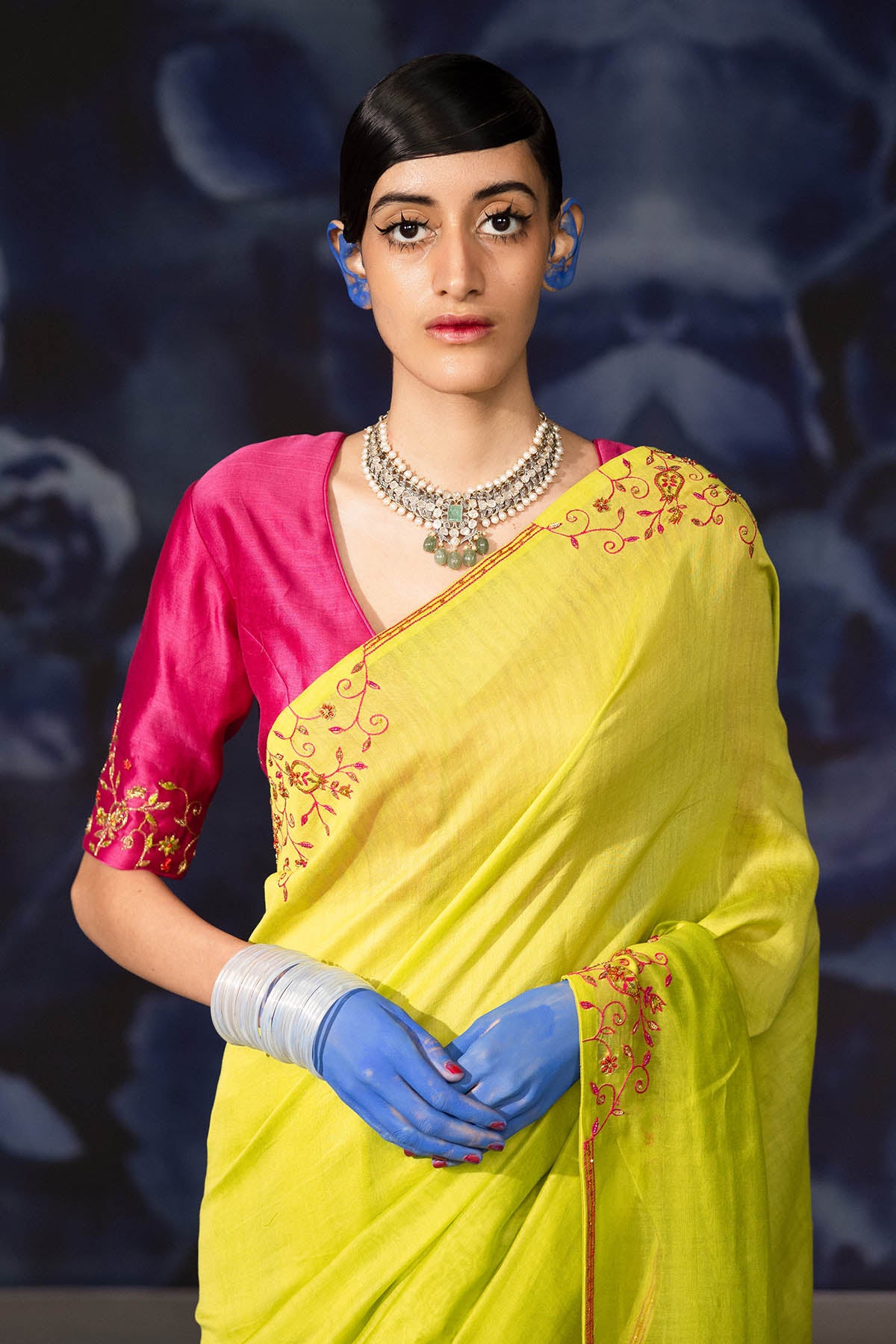 Green Chanderi Embroidered Saree