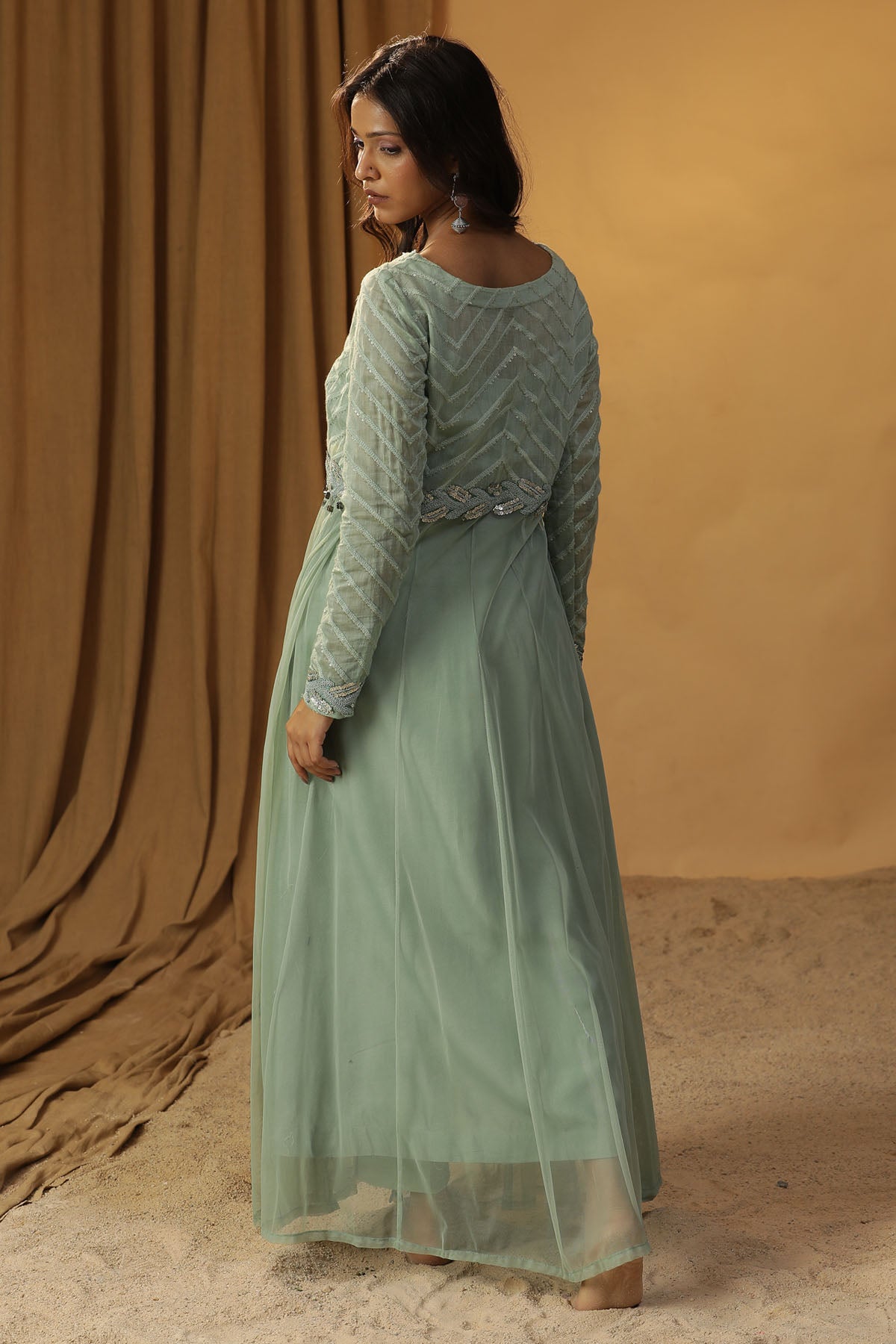 Green Chanderi Jacket & Dress