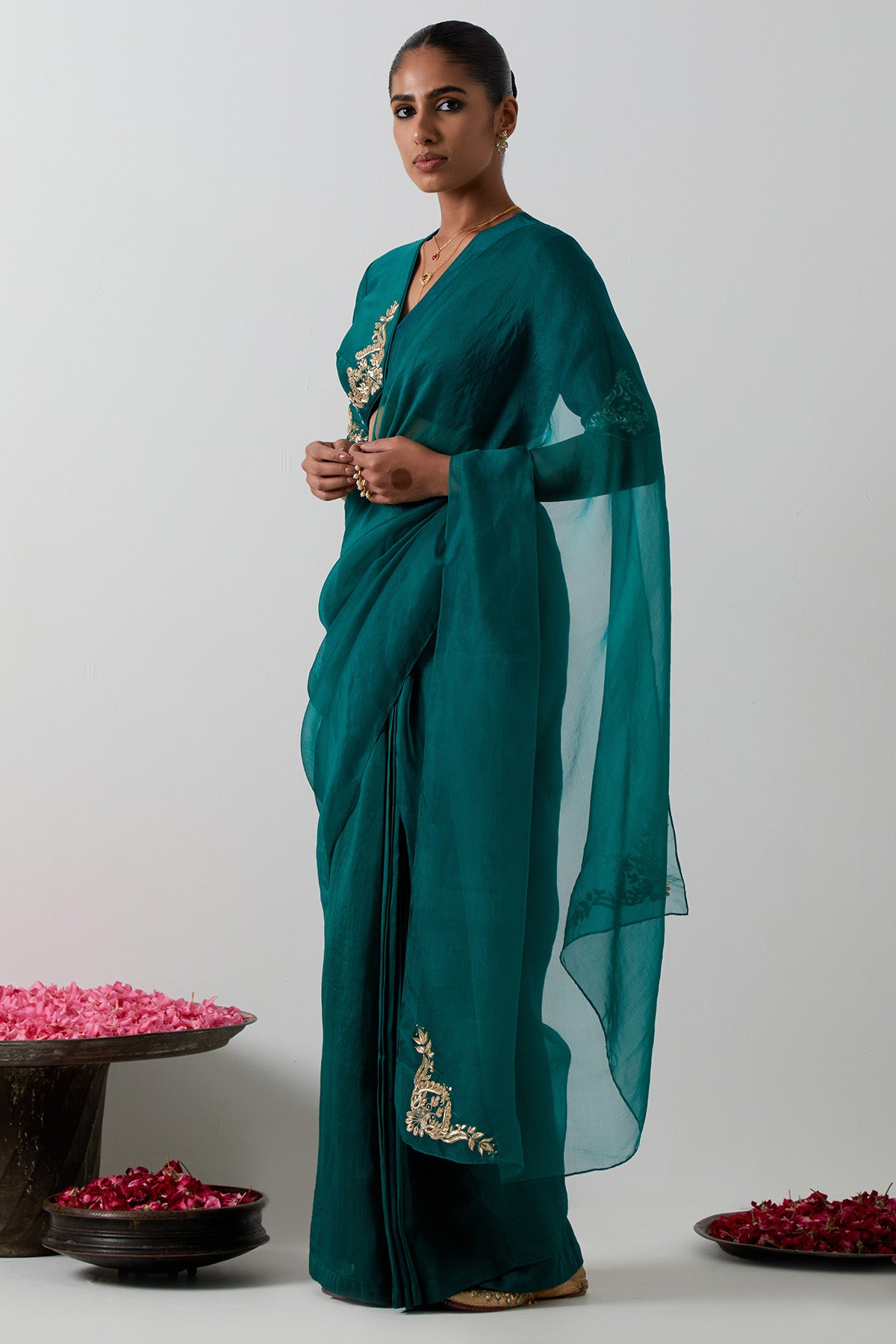 Green Chanderi & Katan Saree
