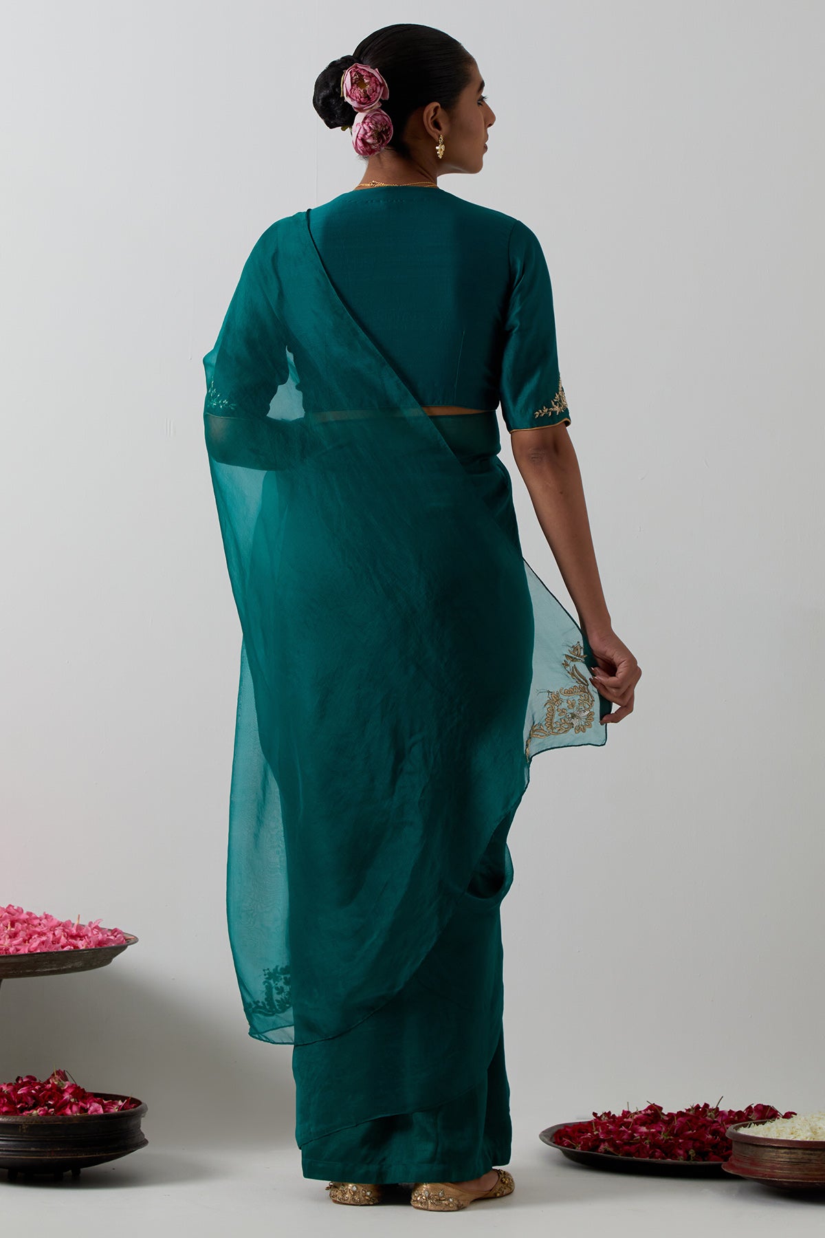 Green Chanderi & Katan Saree