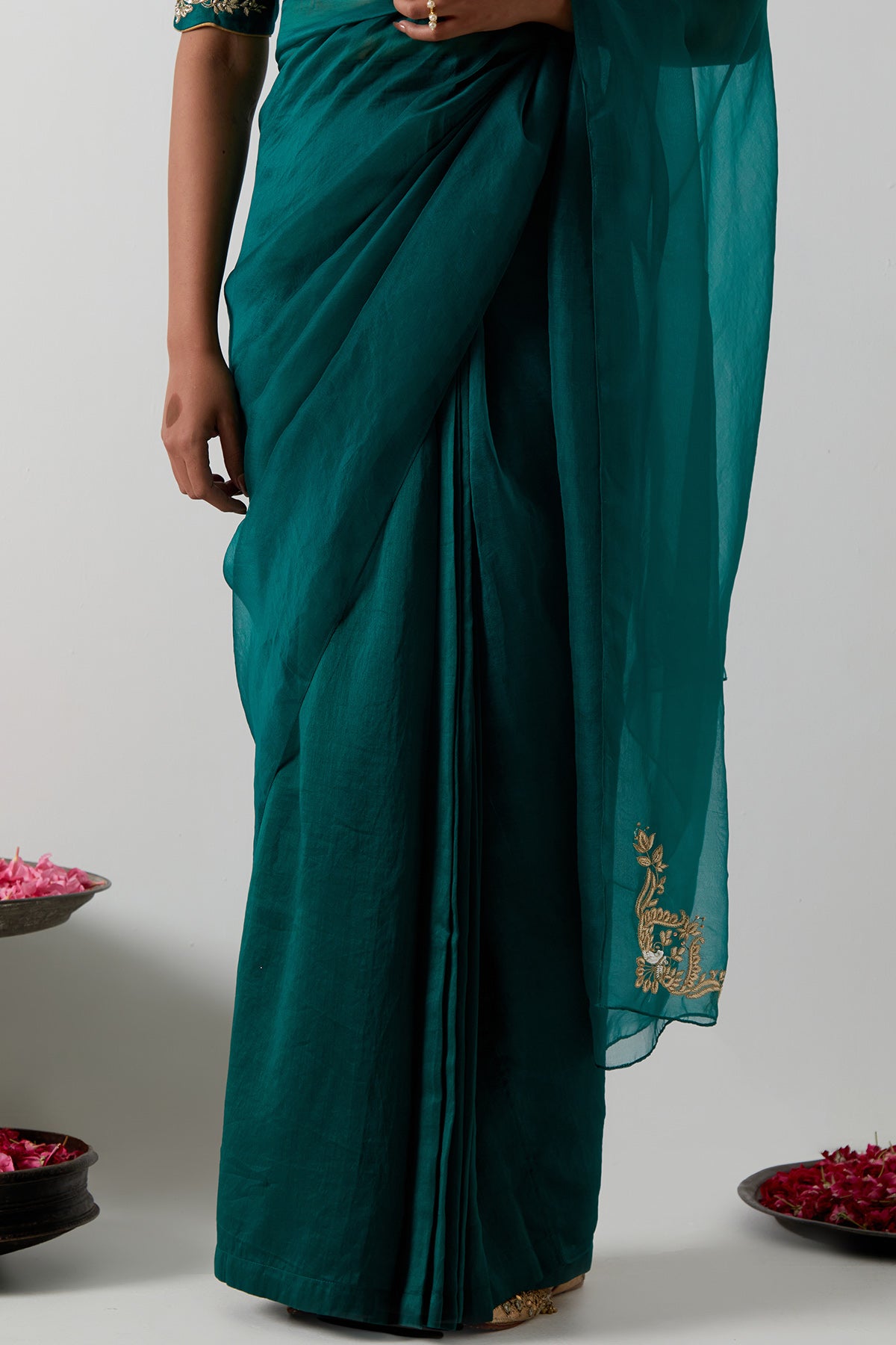 Green Chanderi & Katan Saree