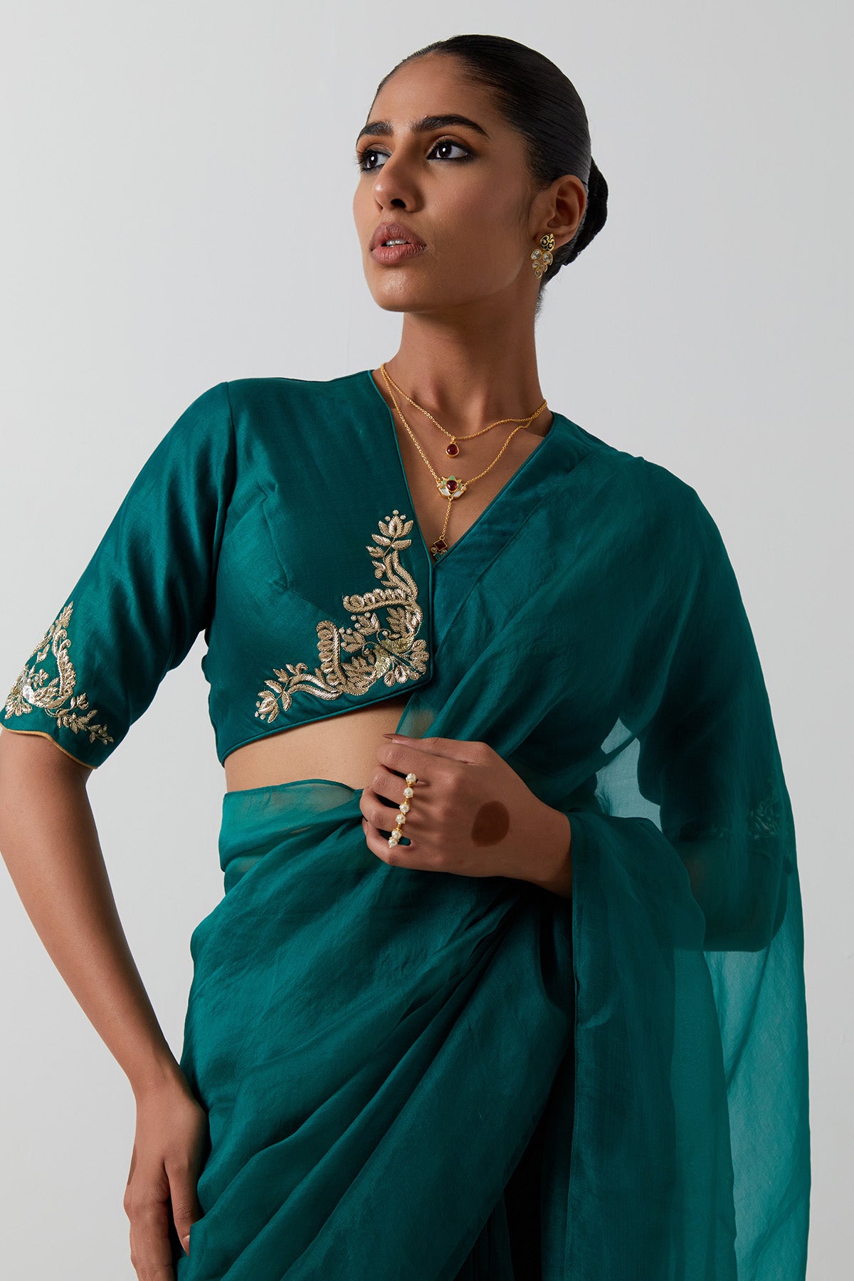 Green Chanderi & Katan Saree