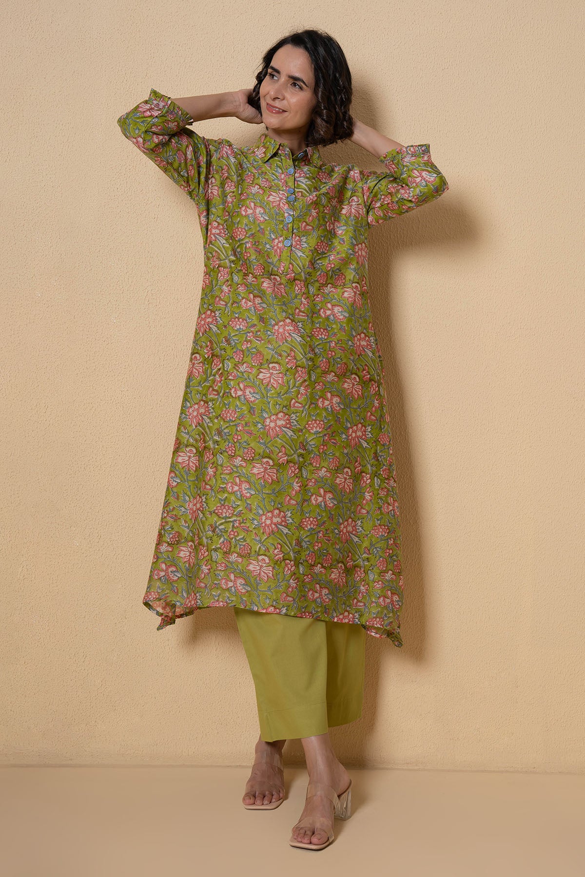 Green Chanderi Kurta And Pants