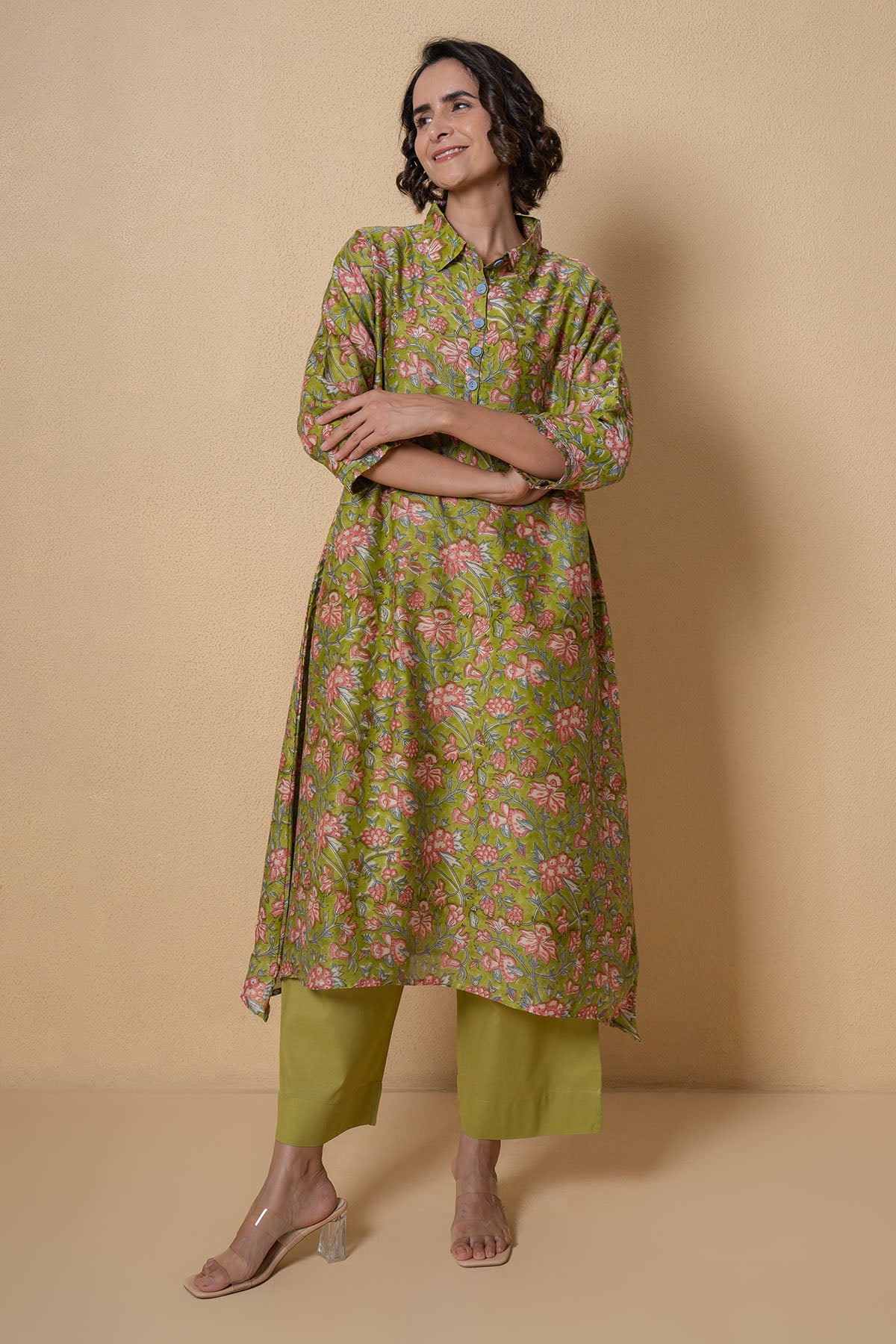Green Chanderi Kurta And Pants