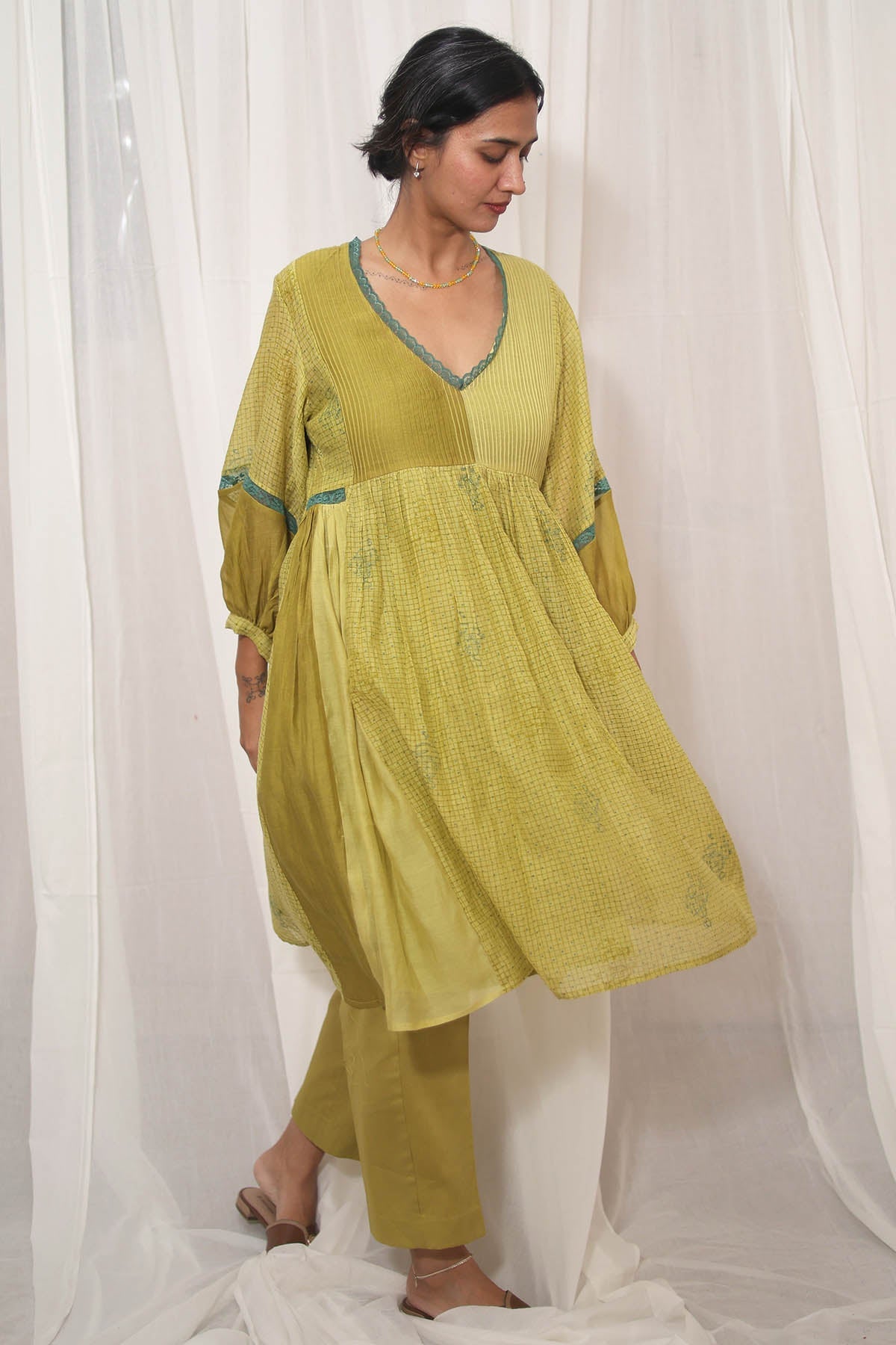 umbrella cut dress for women Silk Pleated Bust Umbrella Dress