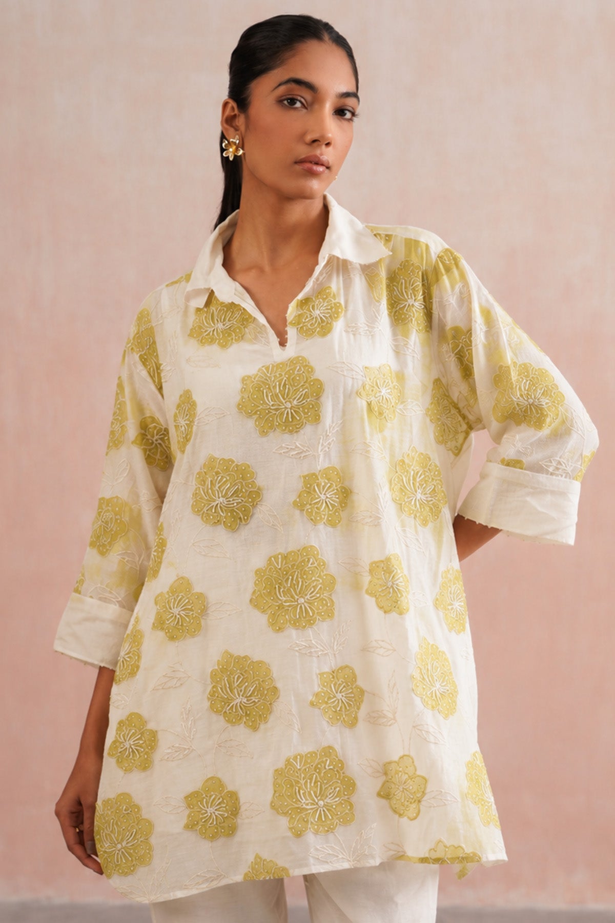 Green Chanderi Pearl Kurta Set