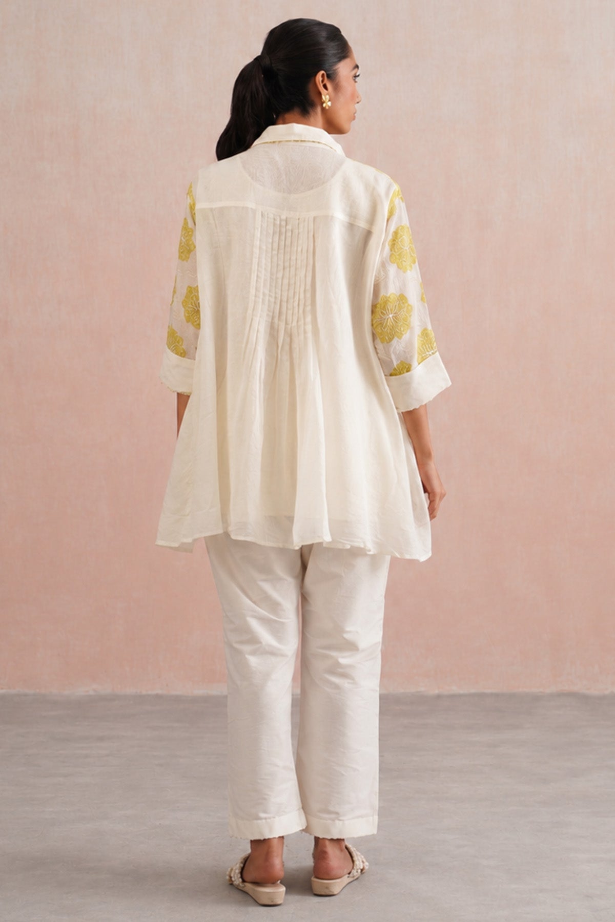 Green Chanderi Pearl Kurta Set