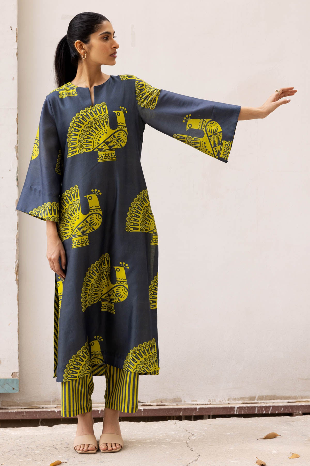 Green Chanderi Printed Kurta Set