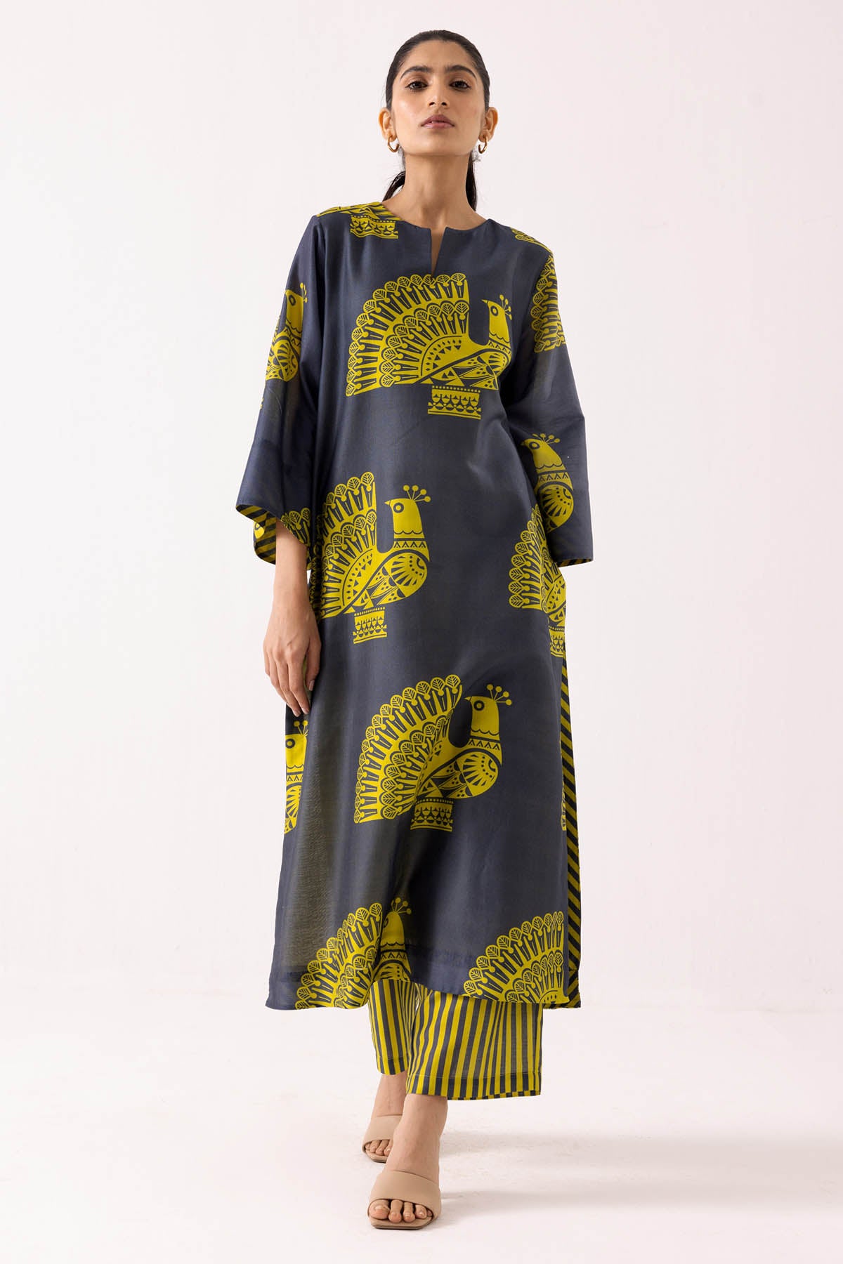 Green Chanderi Printed Kurta Set