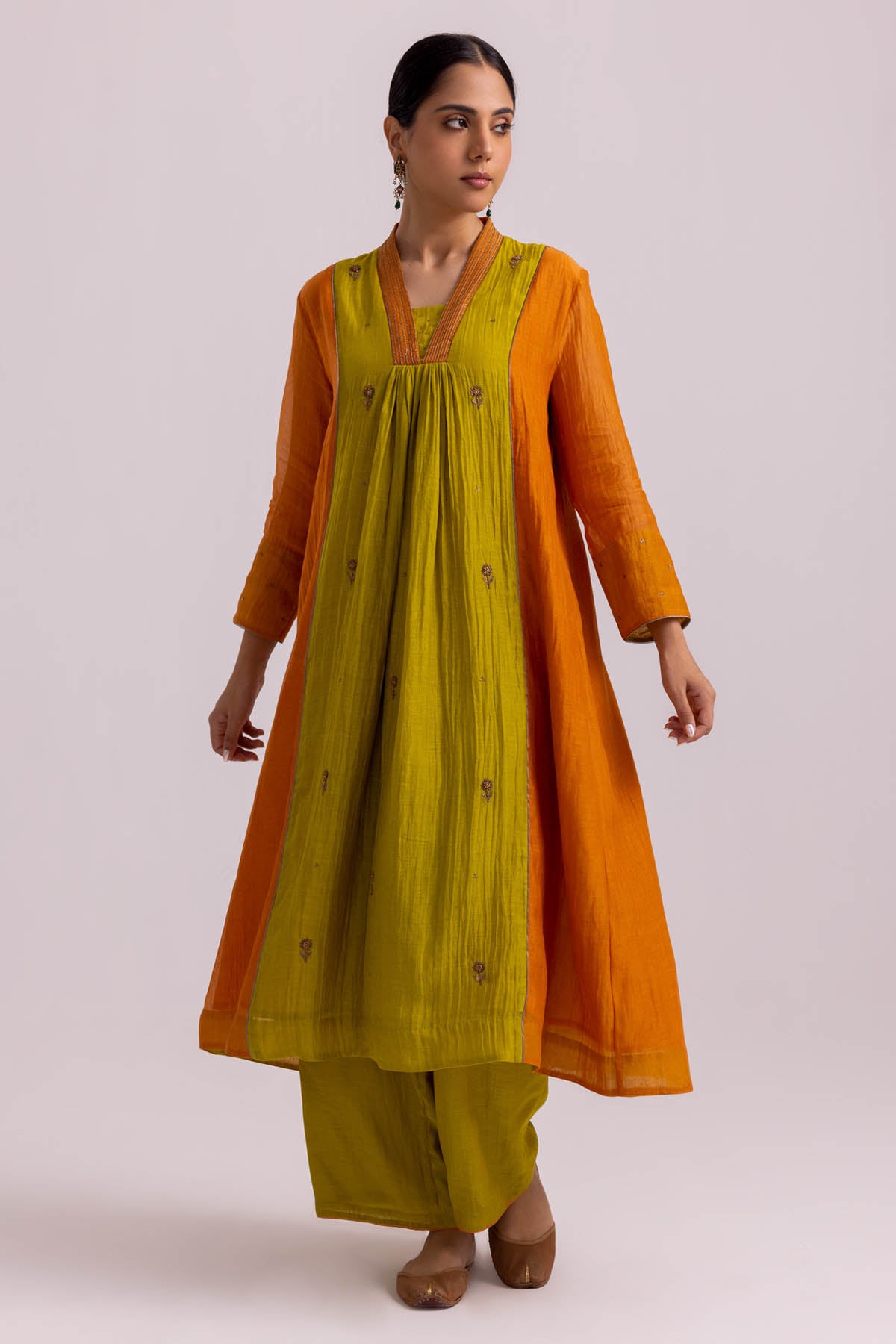 Green Chanderi Sequins Kurta Set