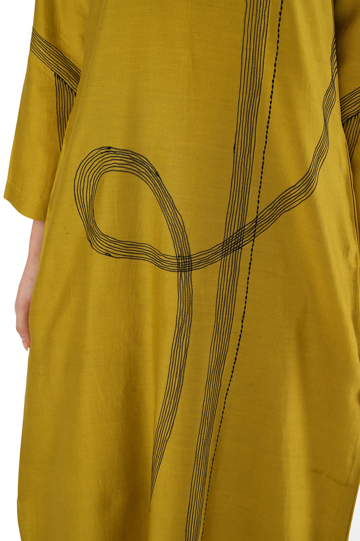 Green Chanderi Silk Midi Dress