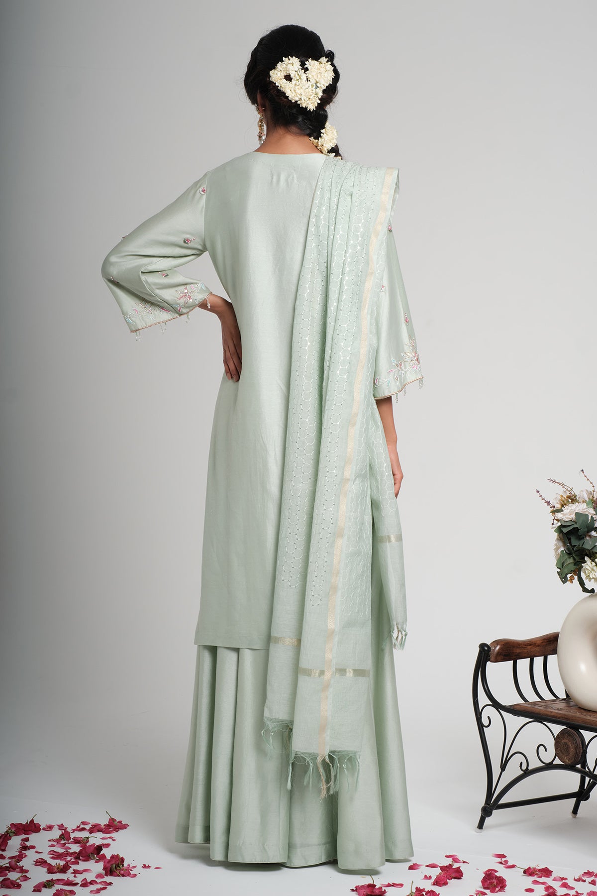 Green Chanderi Silk Sharara Set