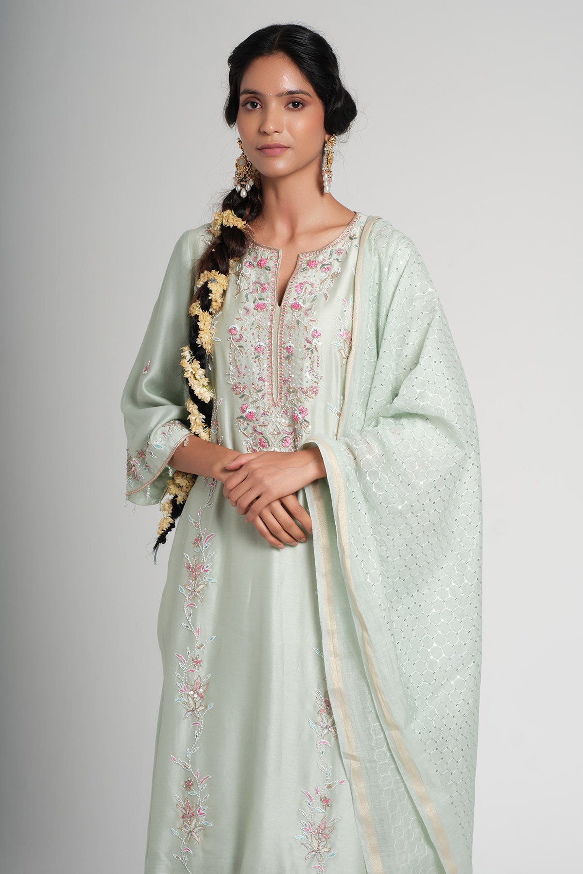 Green Chanderi Silk Sharara Set