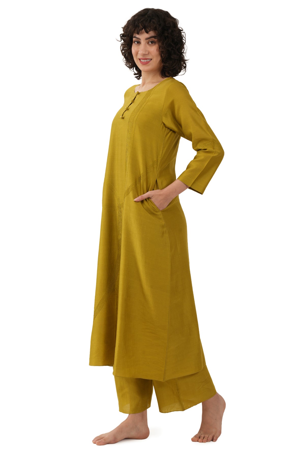 Green Chawal Taka Kurta & Pant