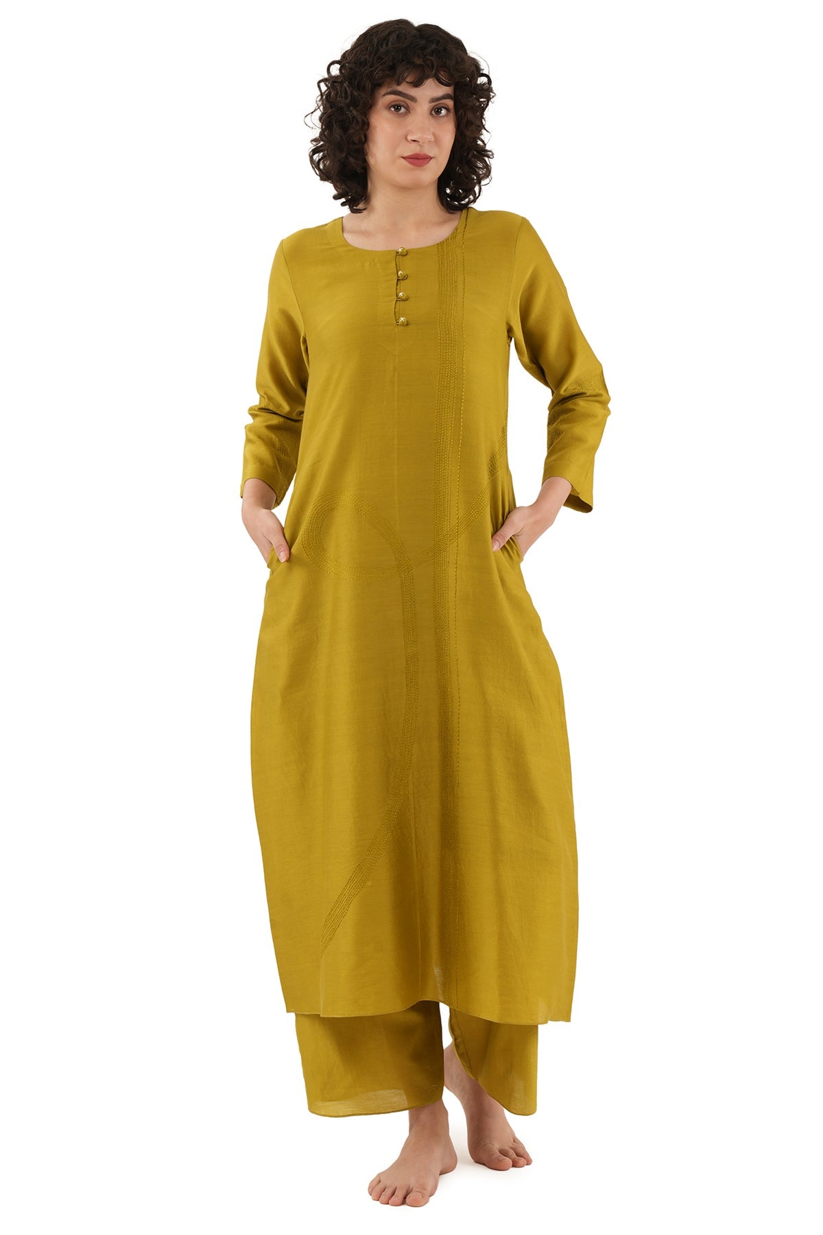 Buy Green Chawal Taka Kurta & Pant for women by Khat Clothing online available at scrollnshops