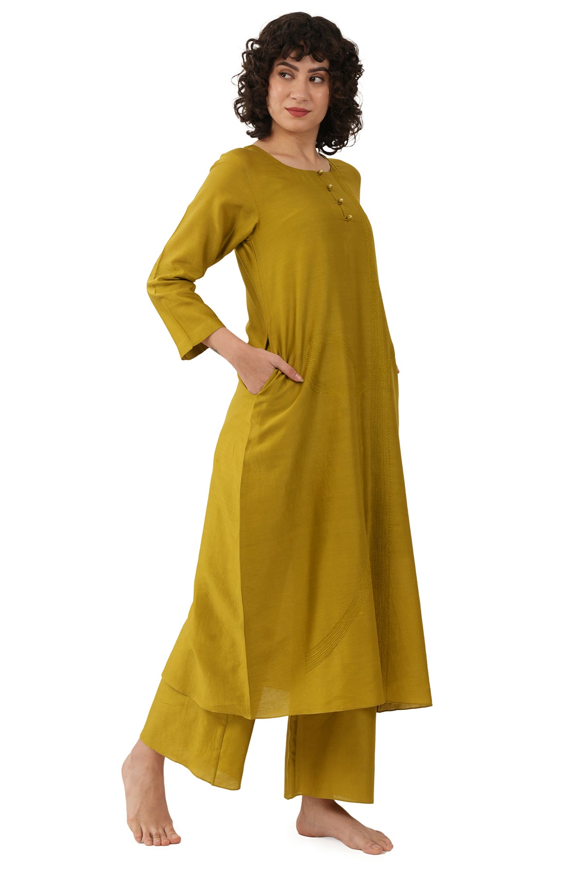 Green Chawal Taka Kurta & Pant