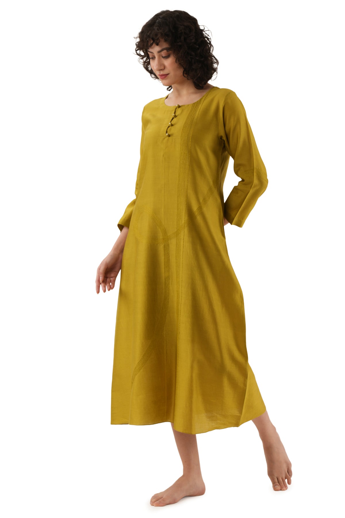 Green Chawal Taka Midi Dress