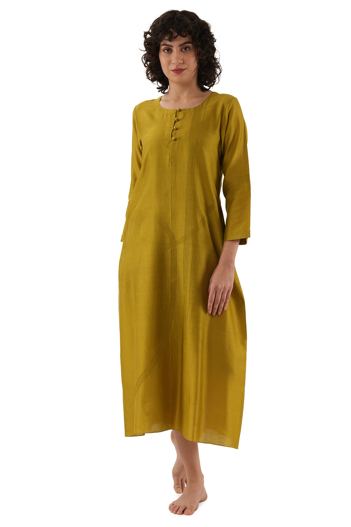 Green Chawal Taka Midi Dress