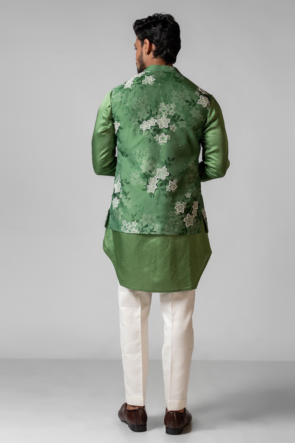 Green Chid Tikki Work Kurta Set