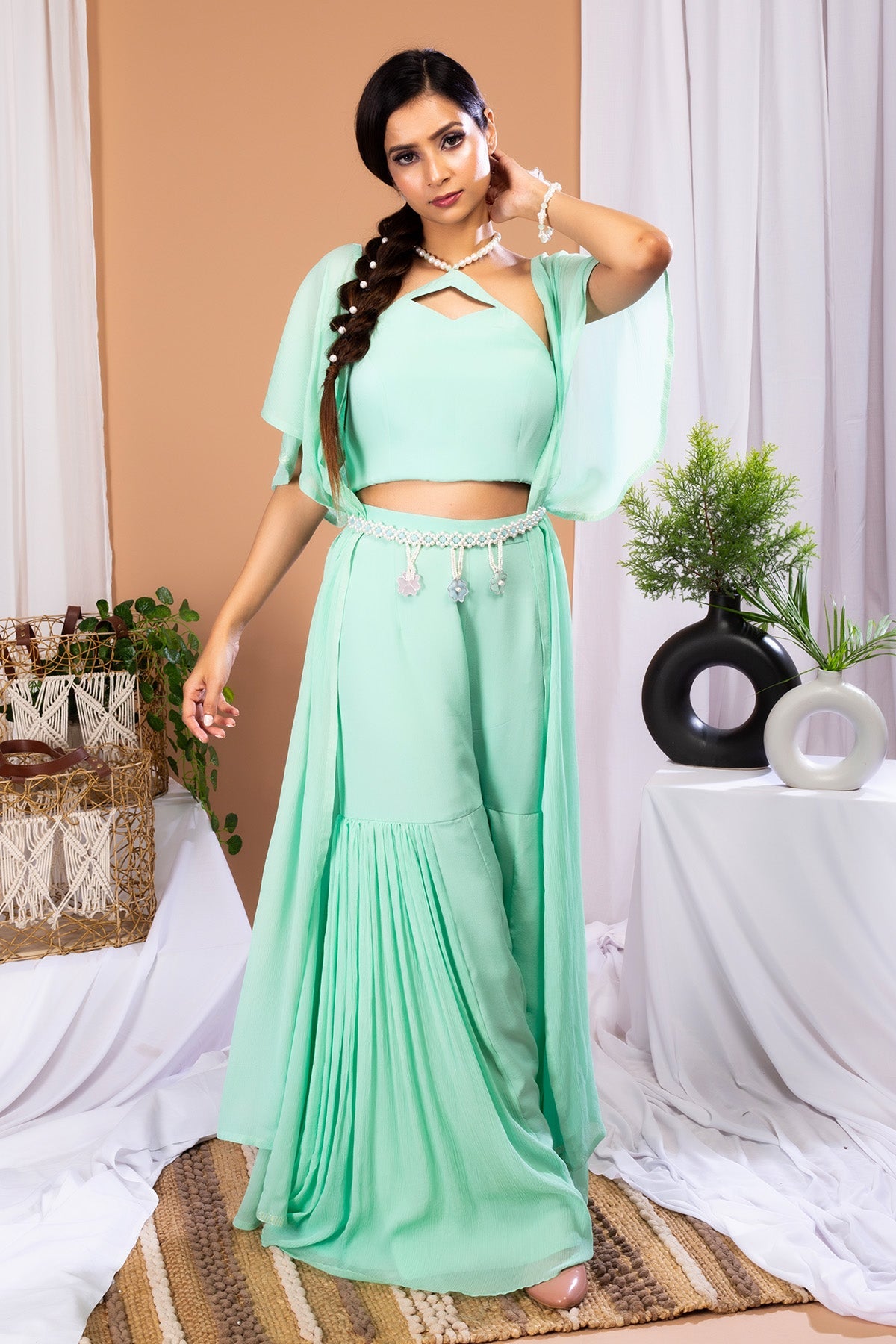 Buy Green Chiffon Indo-Western Set by Payal Dawar for women online at ScrollnShops