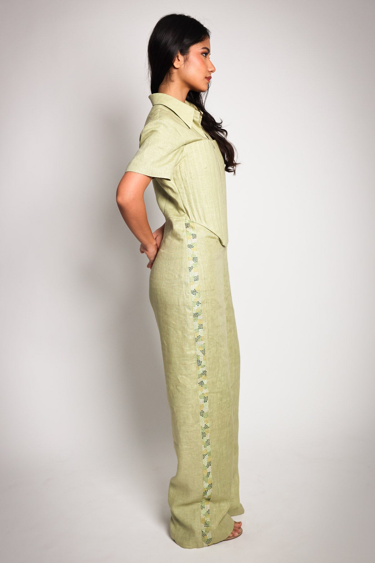 Green Collar Corset Jumpsuit