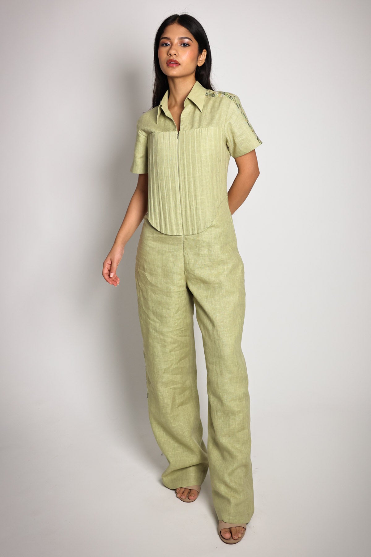 Buy Arya Giri Green Collar Corset Jumpsuit