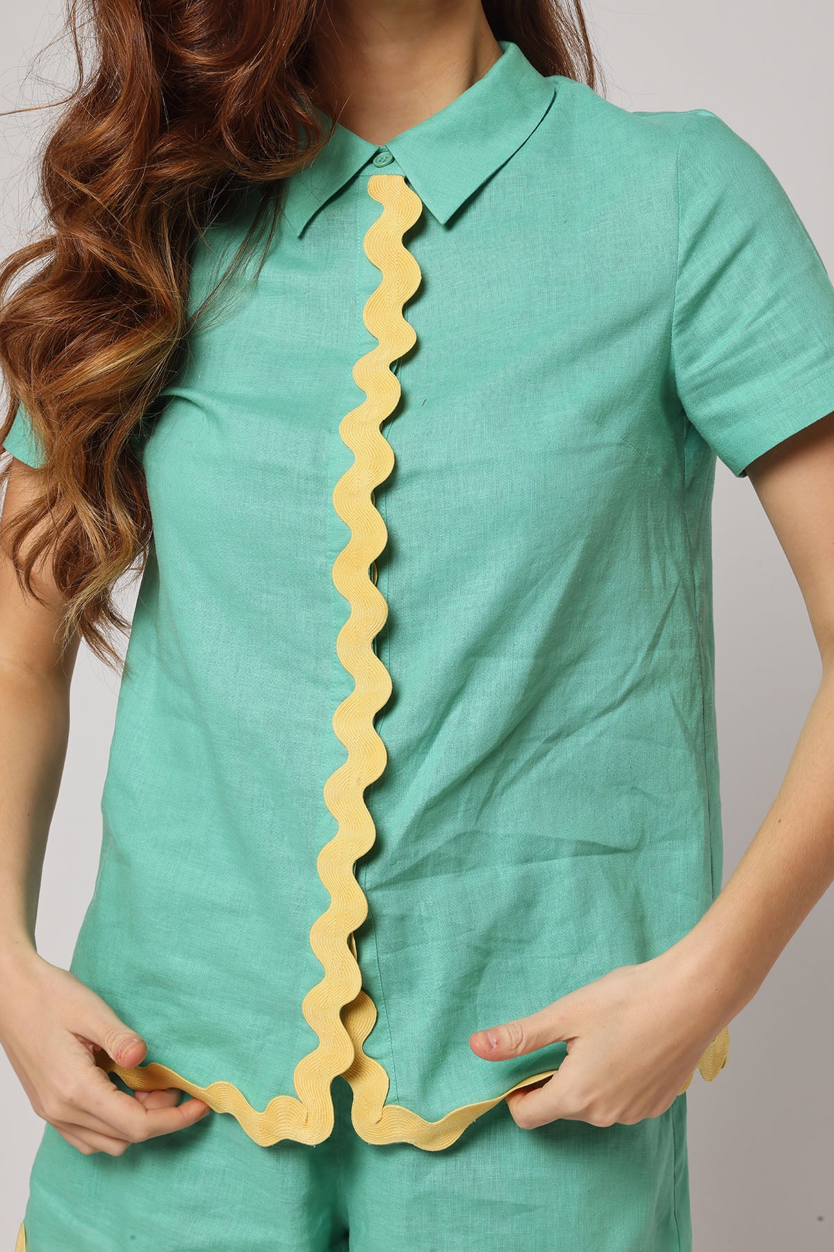 Green Collar Relaxed Fit Top