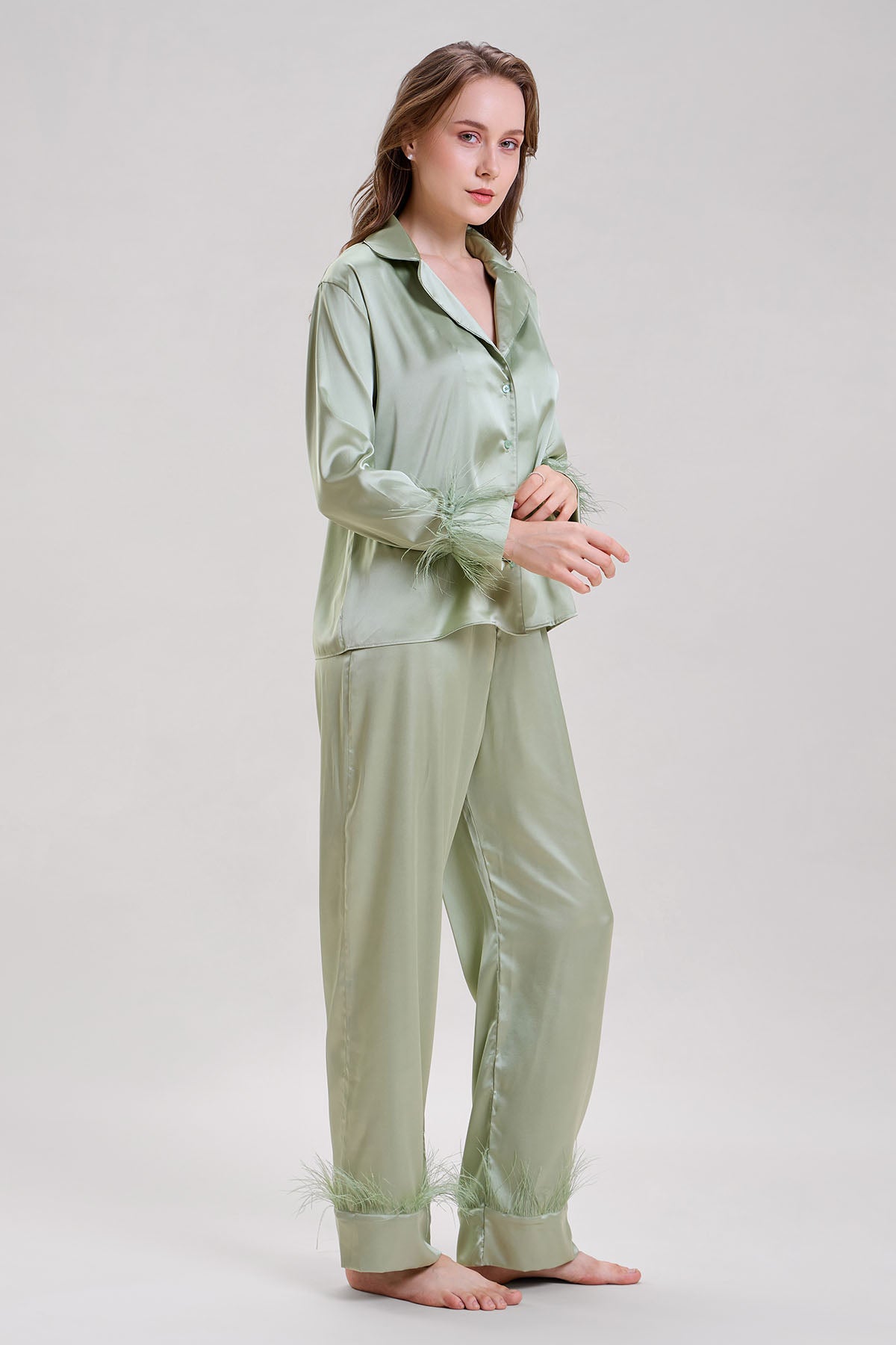 Green Collar Shirt & Pyjama