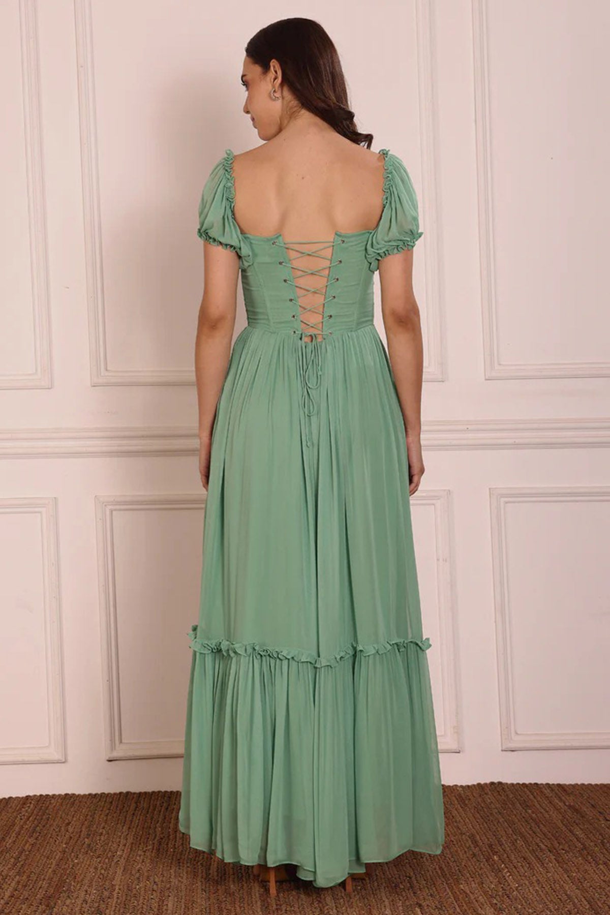 Green Corset Style Maxi Dress